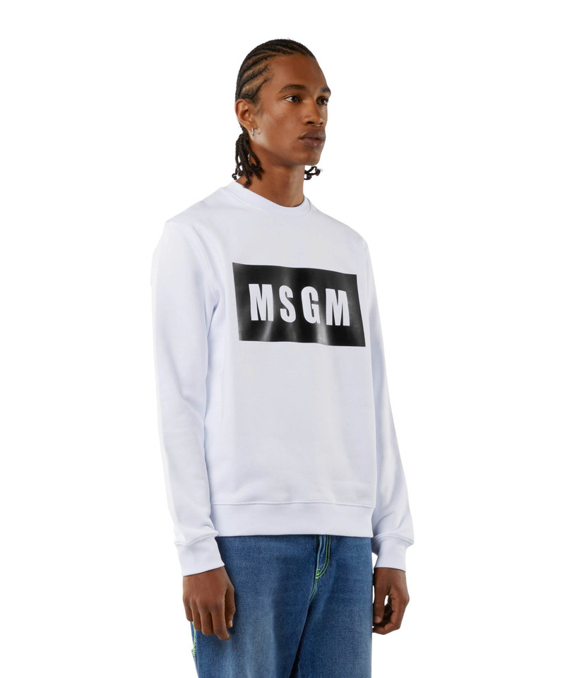 Solid colour cotton sweatshirt with a box logo 5