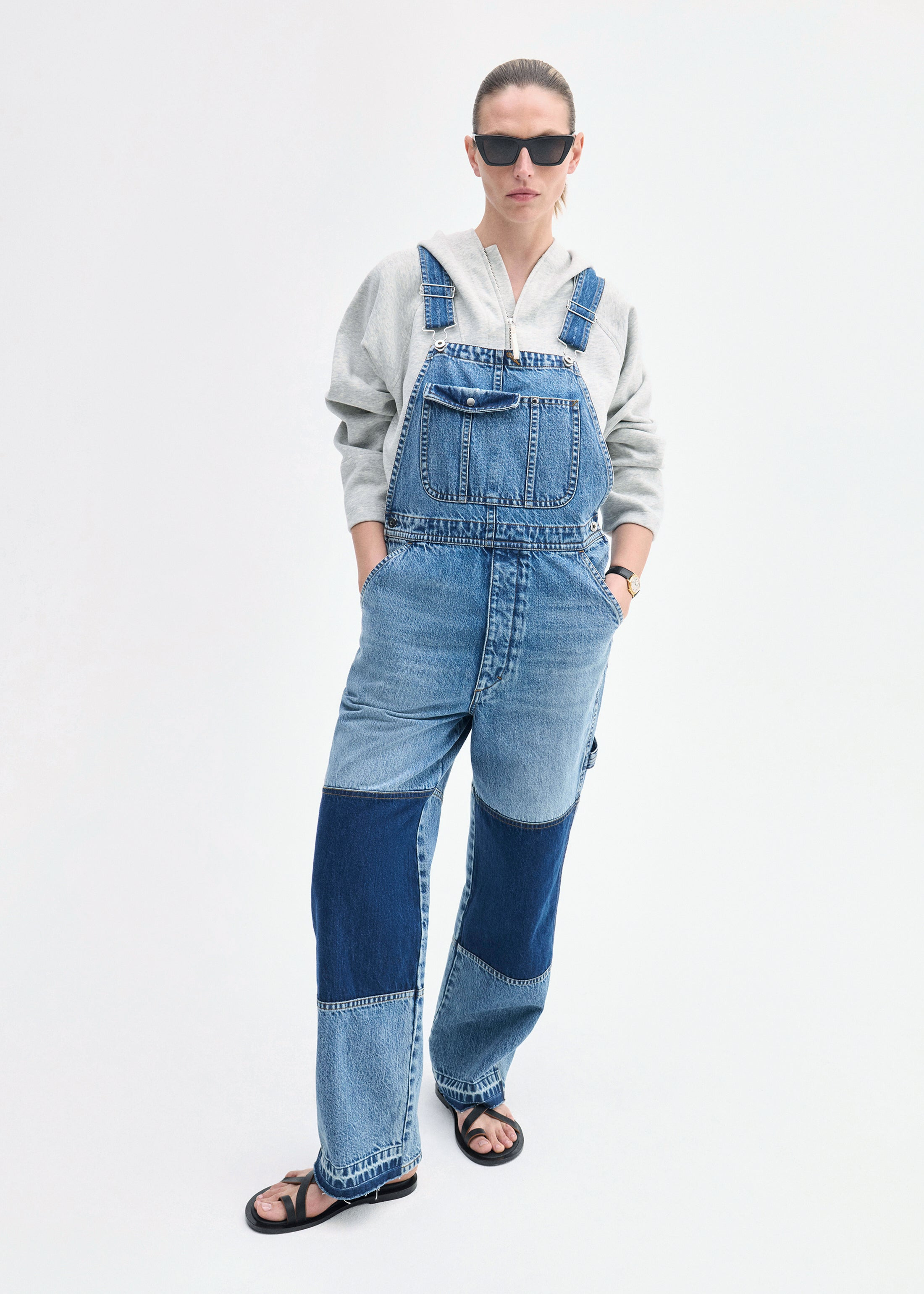 Patchwork Denim Overall - 2