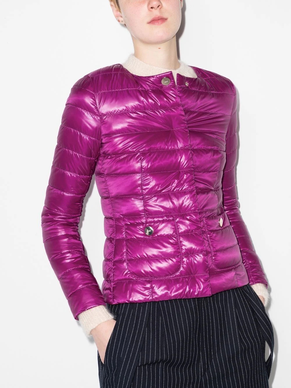 quilted-finish fitted jacket - 2