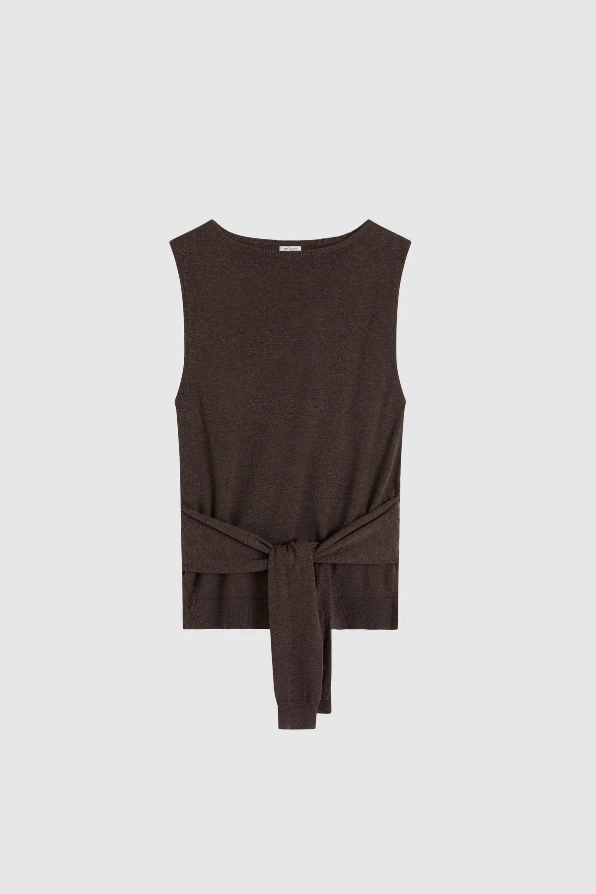 Fine Merino Tie Waist Top - Mulch - 1