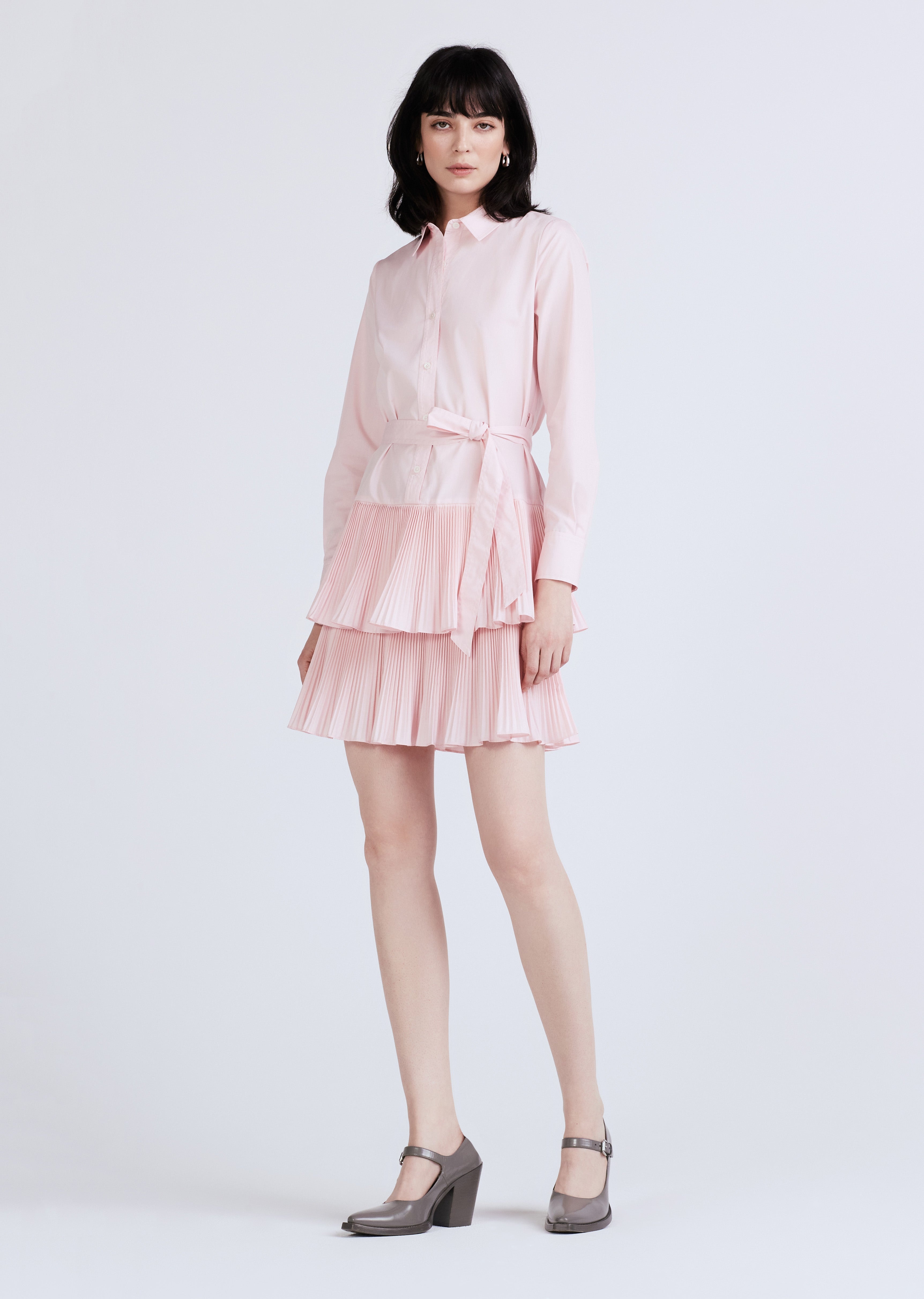 STERLING LONG SLEEVE PLEATED MINI DRESS - 1
