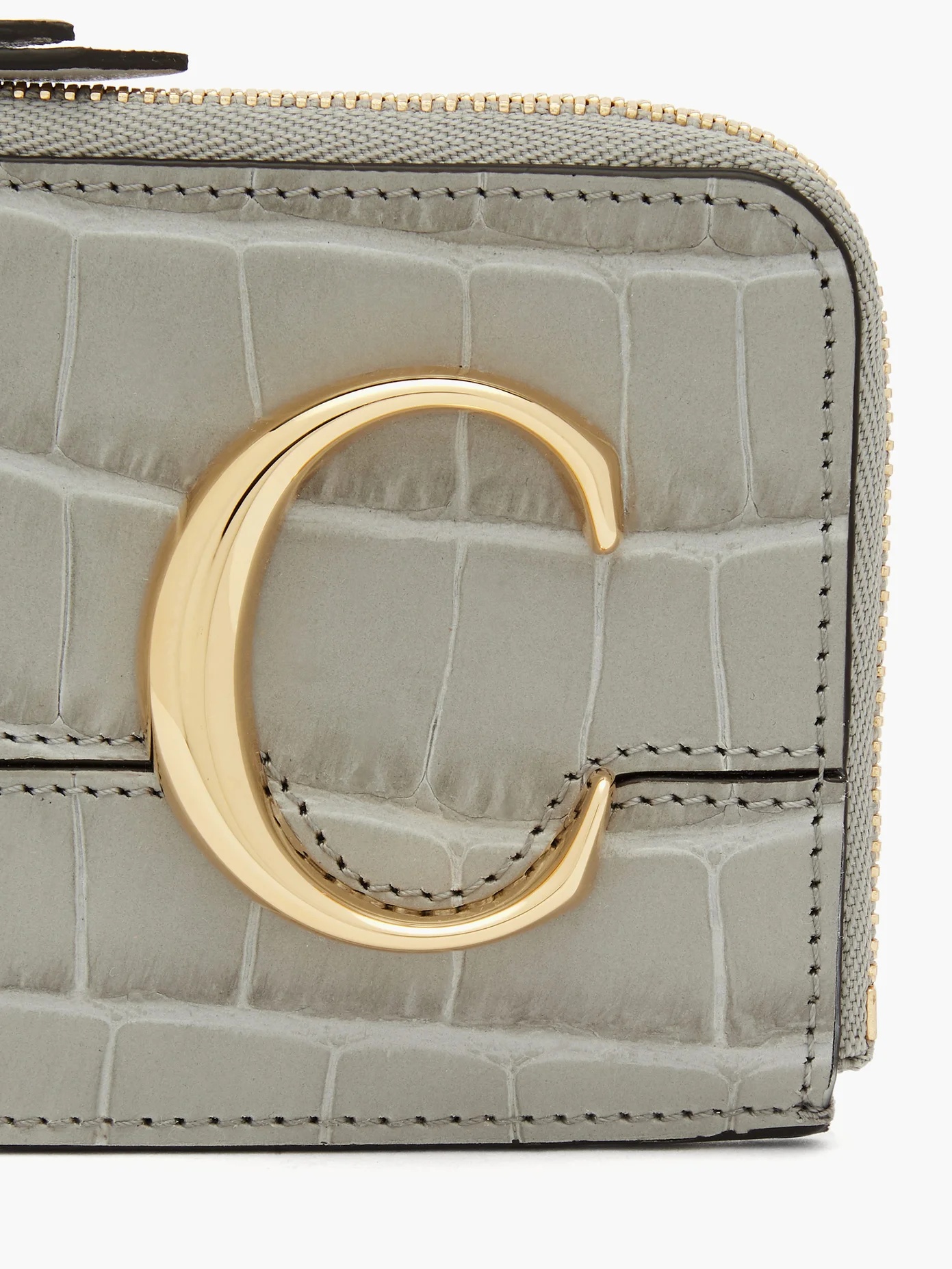 The C logo crocodile-effect leather cardholder - 2