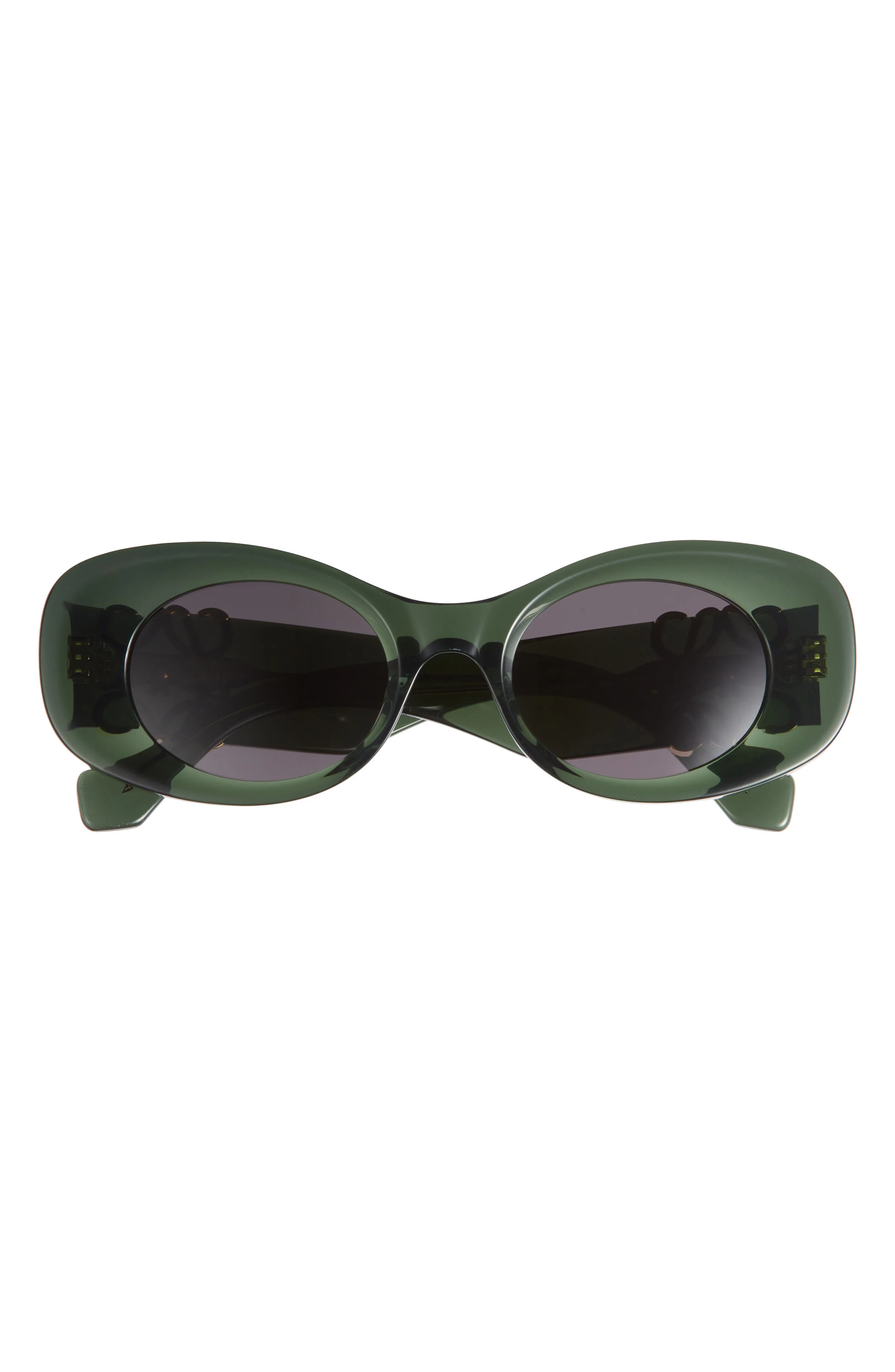 Loewe Anagram 49mm Small Rectangular Sunglasses in Dark Green/Other /Smoke at Nordstrom - 1