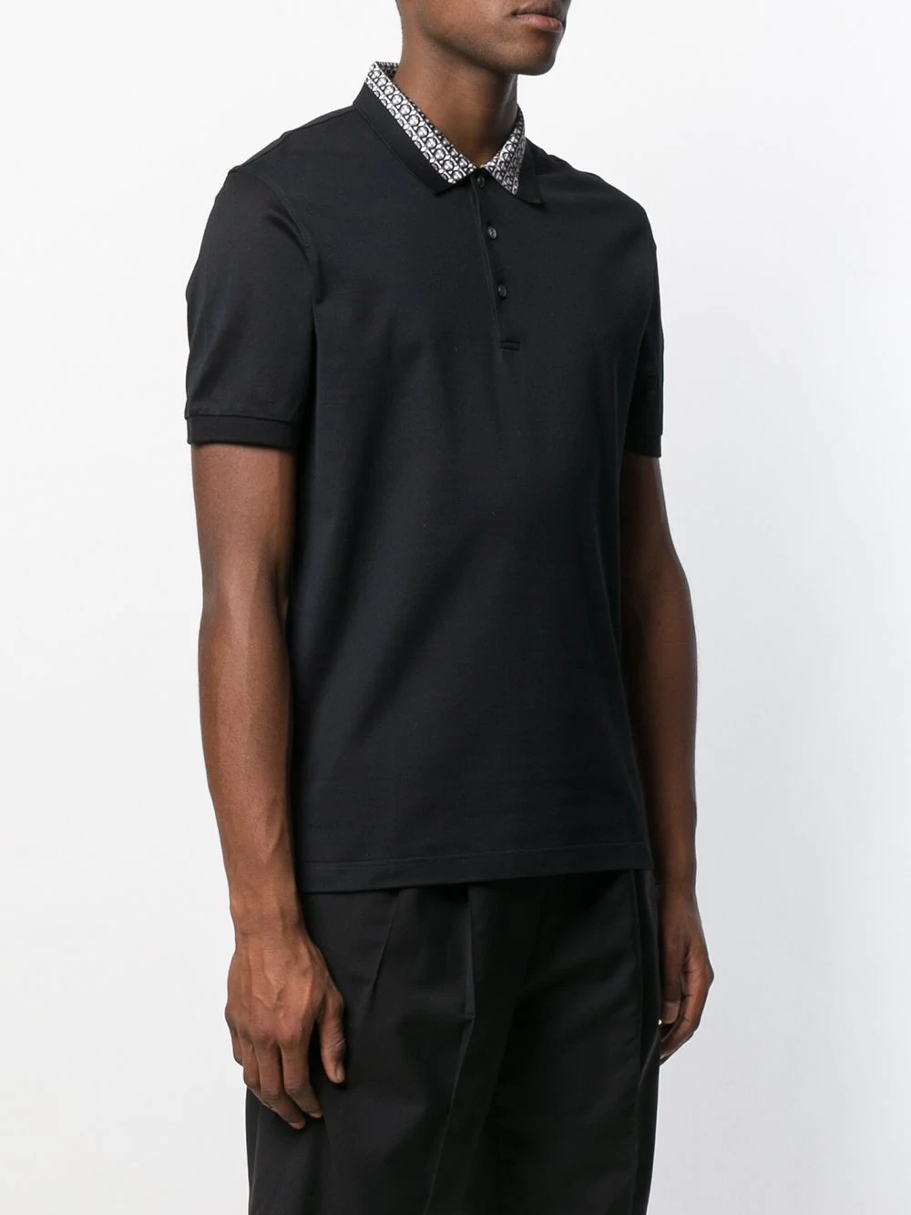 contrasting-collar short-sleeve polo shirt - 3