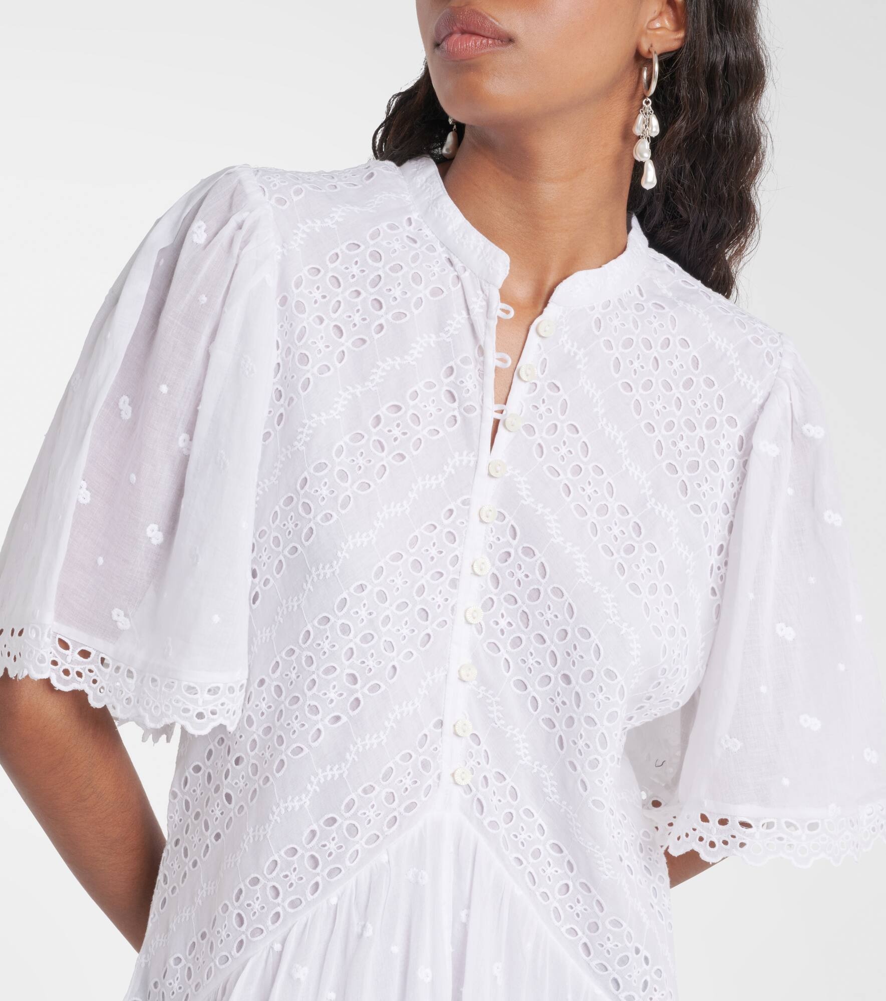 Slayae embroidered cotton minidress - 4