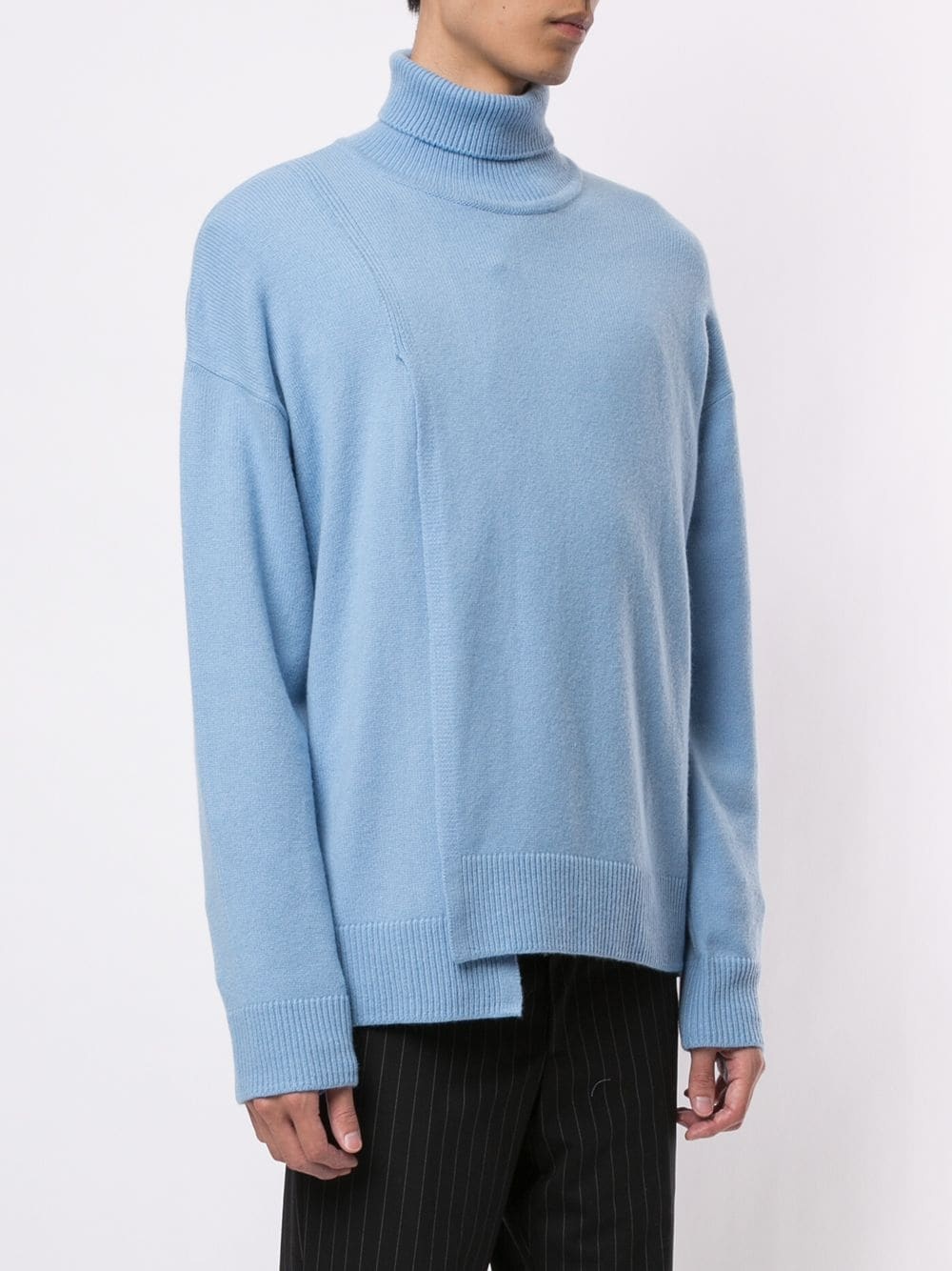 asymmetric-hem roll neck sweater - 3