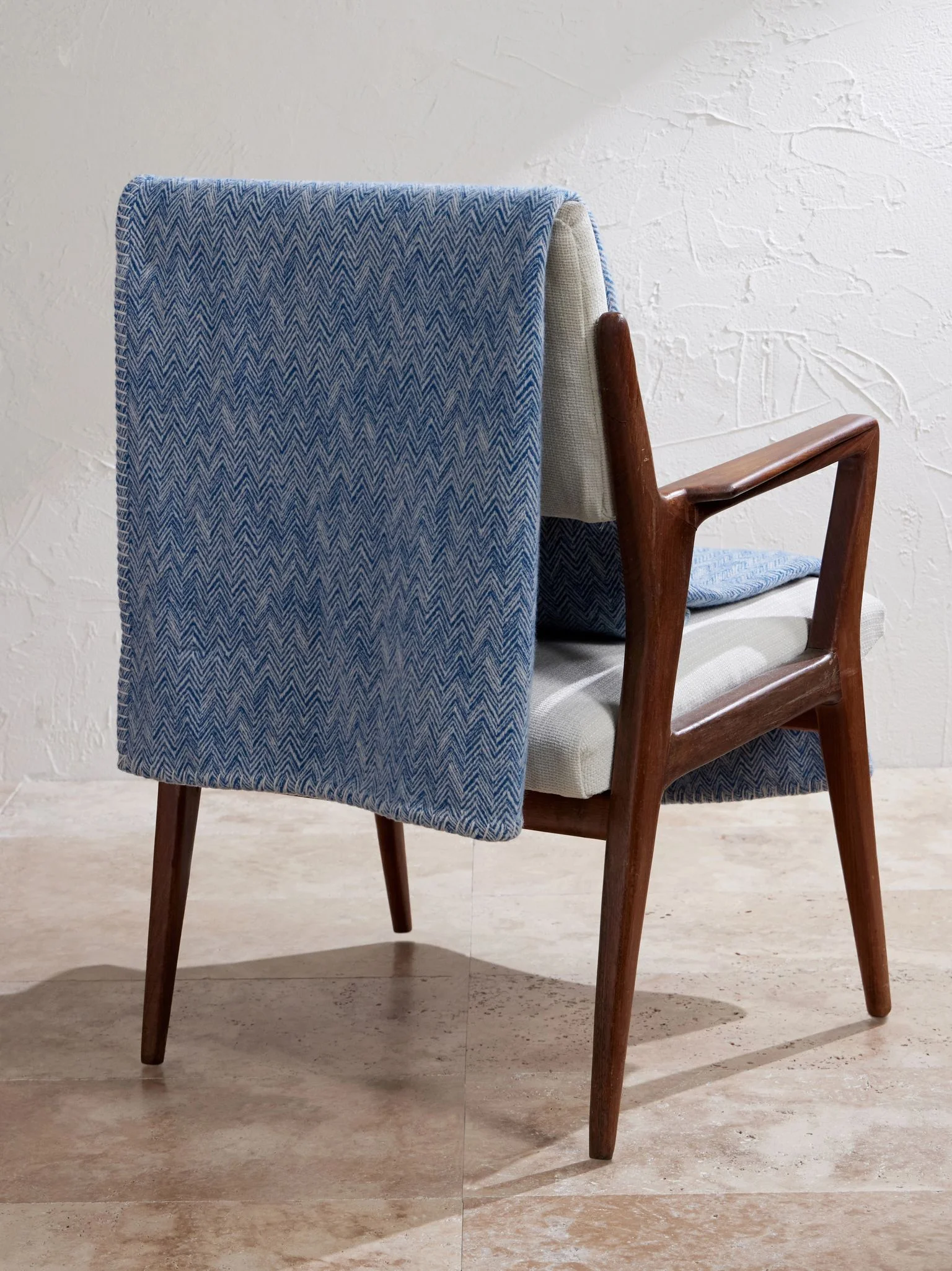 Camelia Striped Wool and Cashmere-Blend Throw Blue - 1