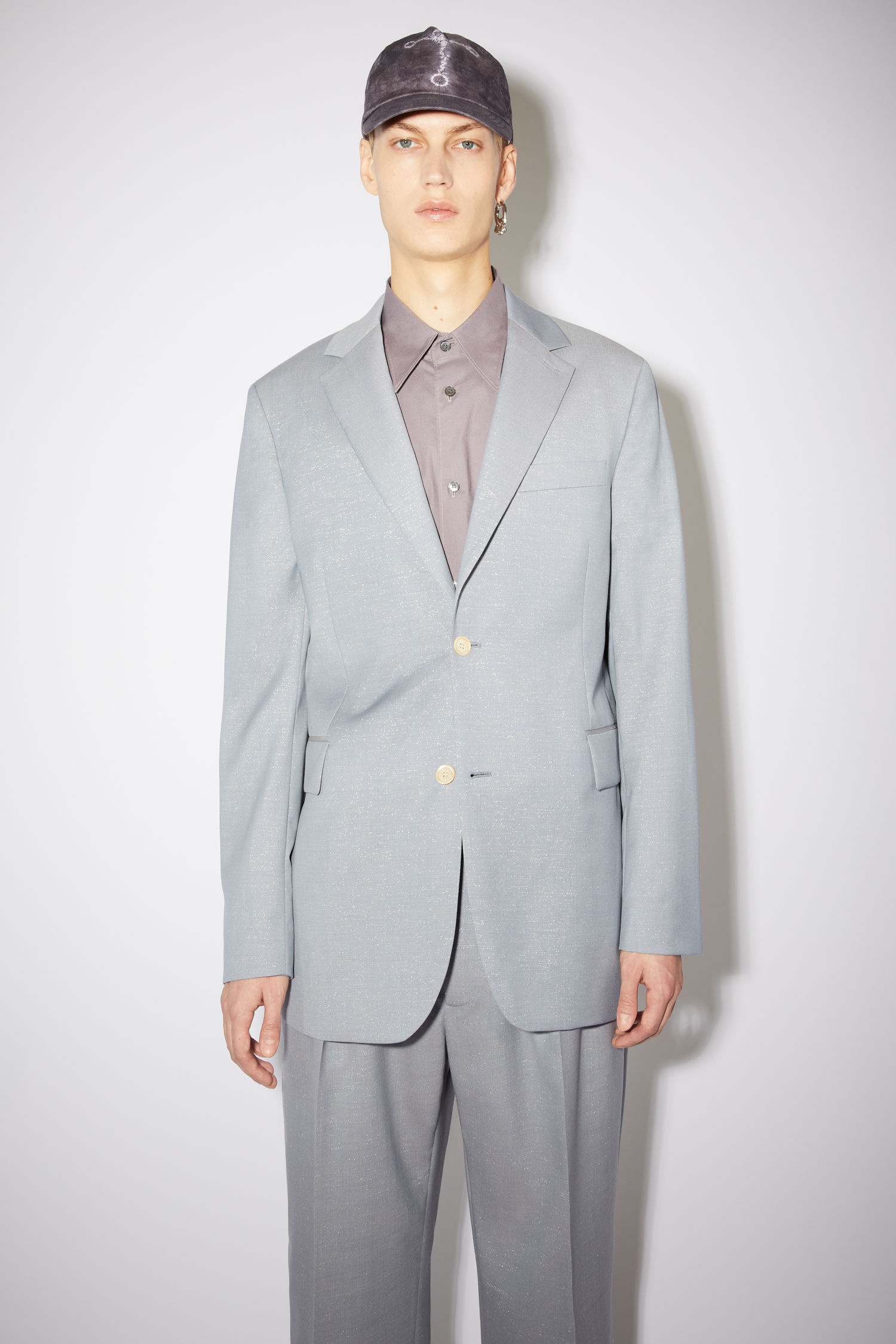 Lurex suit jacket - Dusty blue - 4