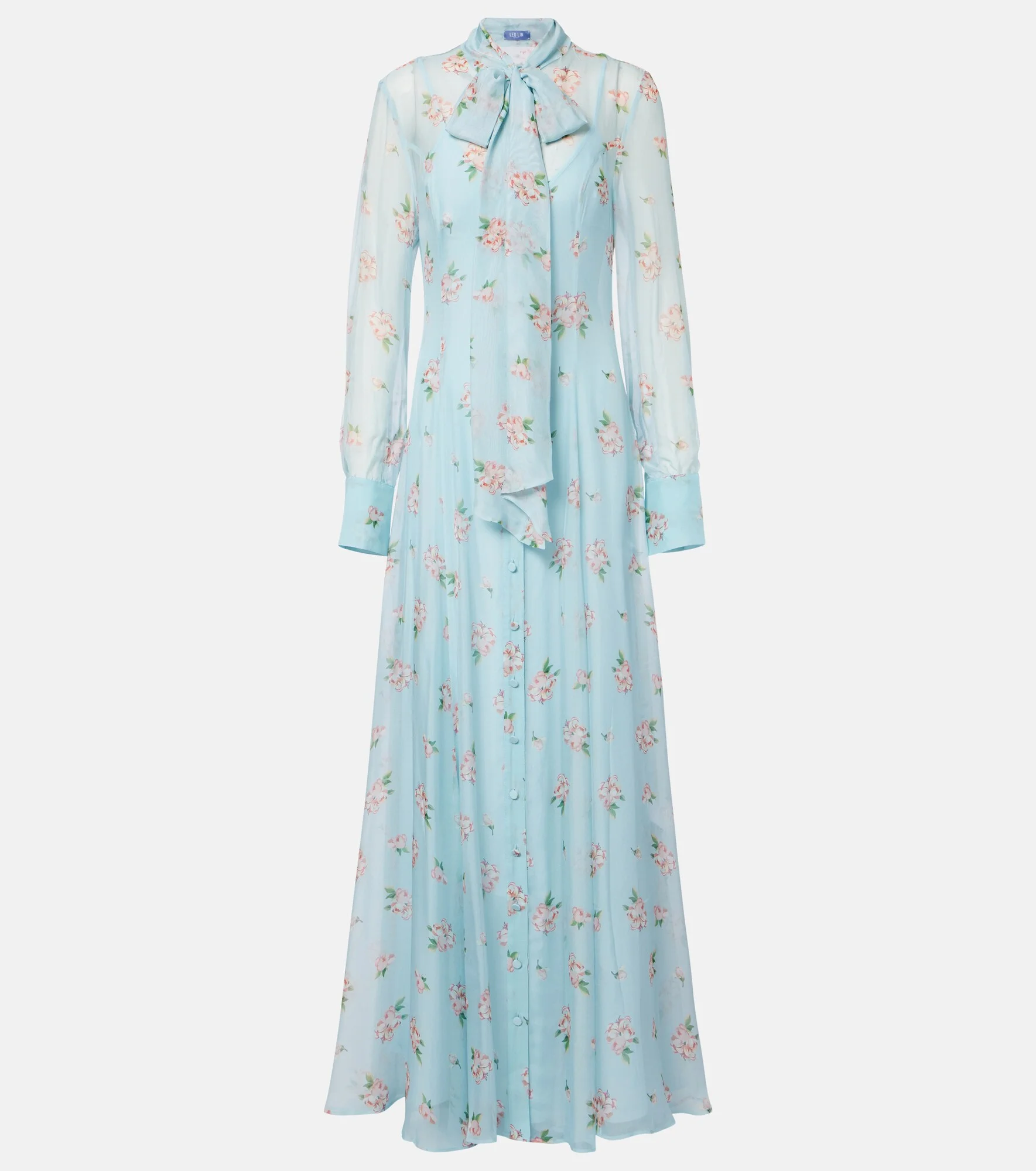 Lilith bow-detail floral chiffon maxi dress - 1