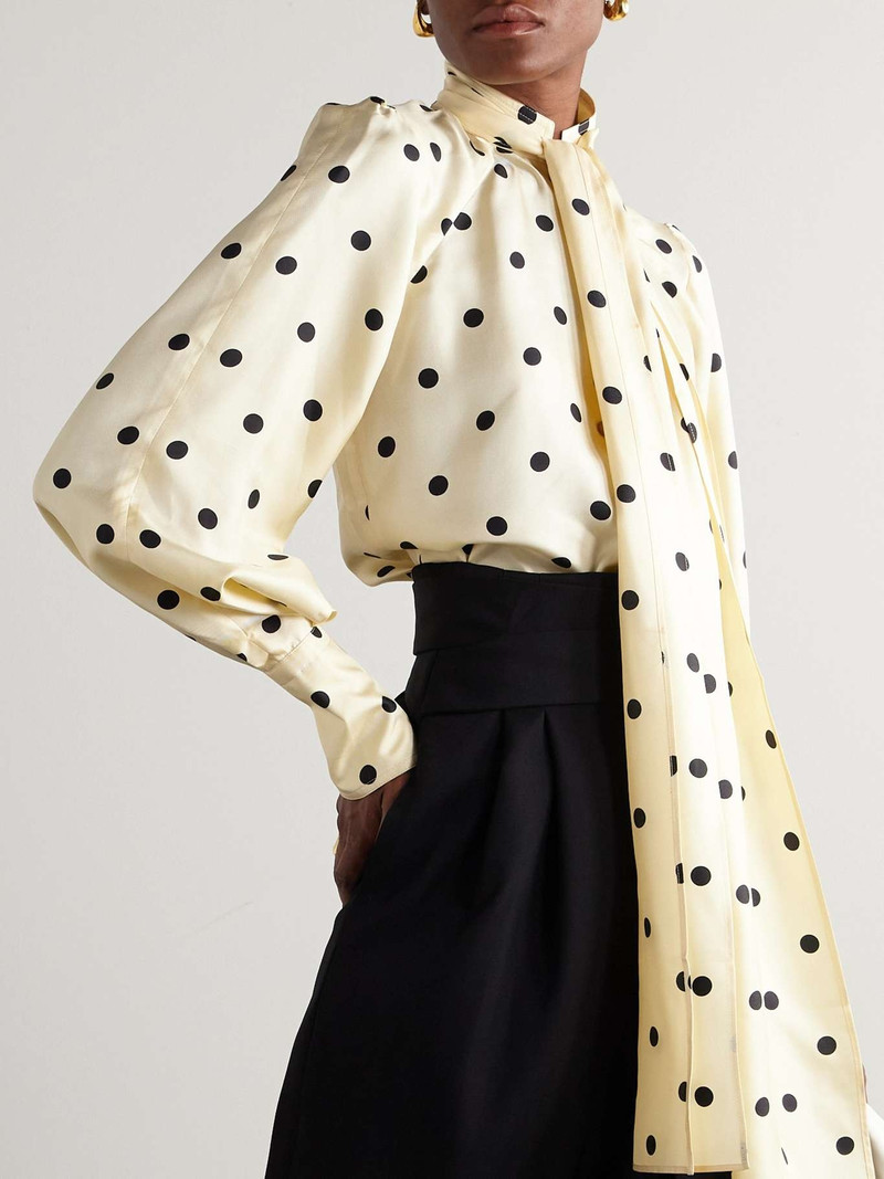 Pussy-bow polka-dot silk-twill blouse 6