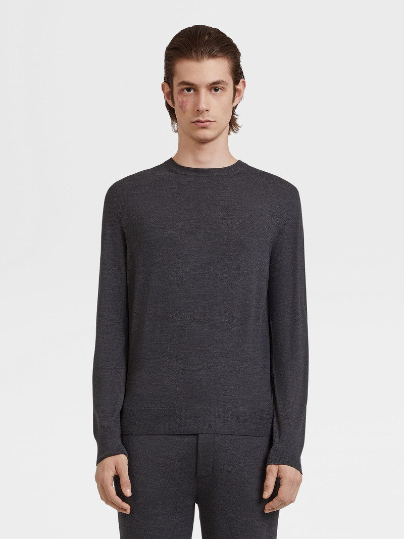 ZEGNA DARK GREY 12MILMIL12 WOOL CREWNECK outlook