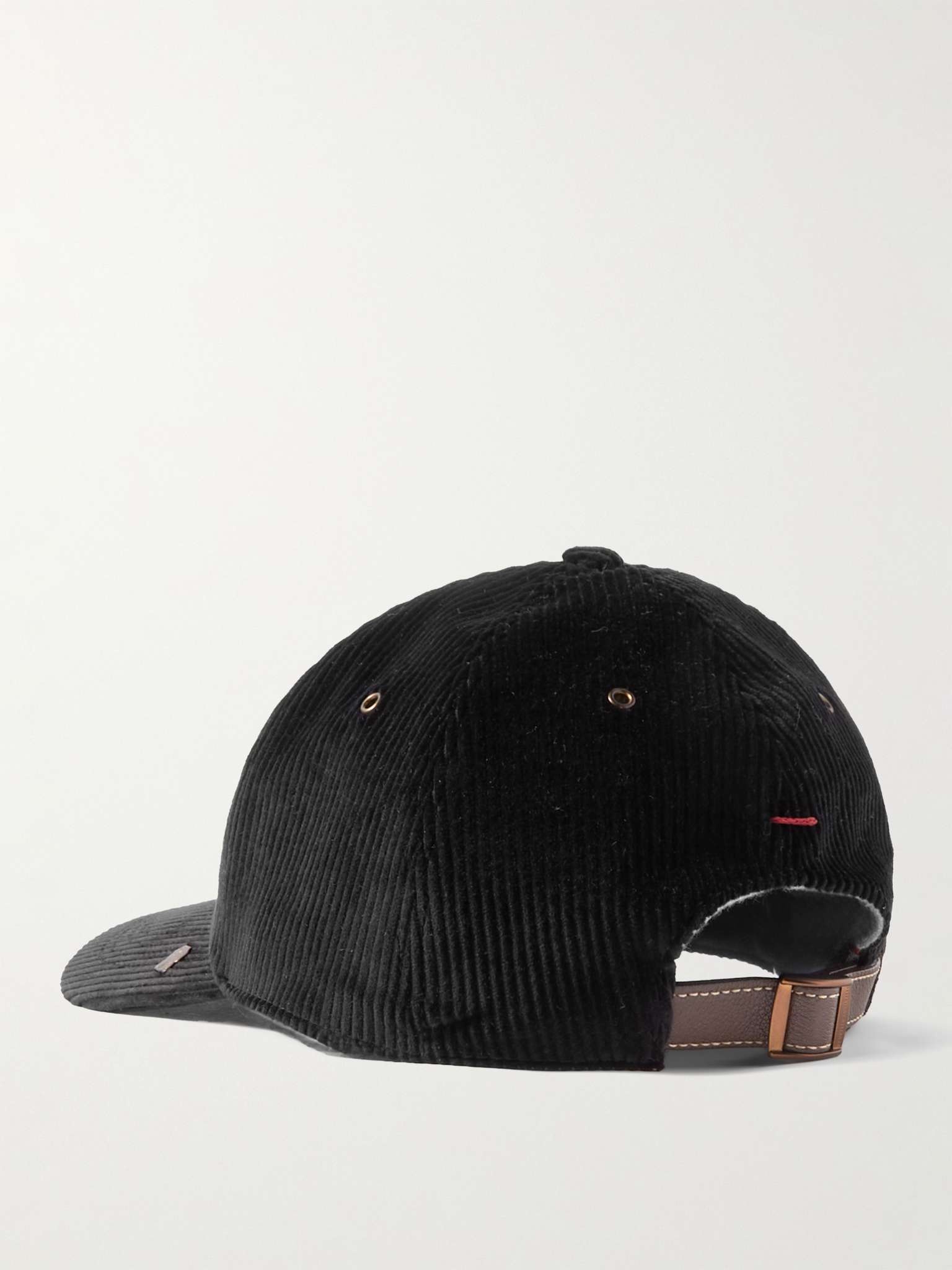 Leather-Trimmed Cashmere and Silk-Blend Corduroy Baseball Cap - 3