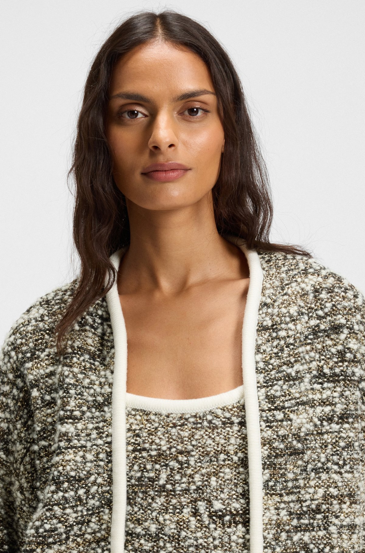 WOOL-BLEND CARDIGAN IN METALLIC TWEED - 5