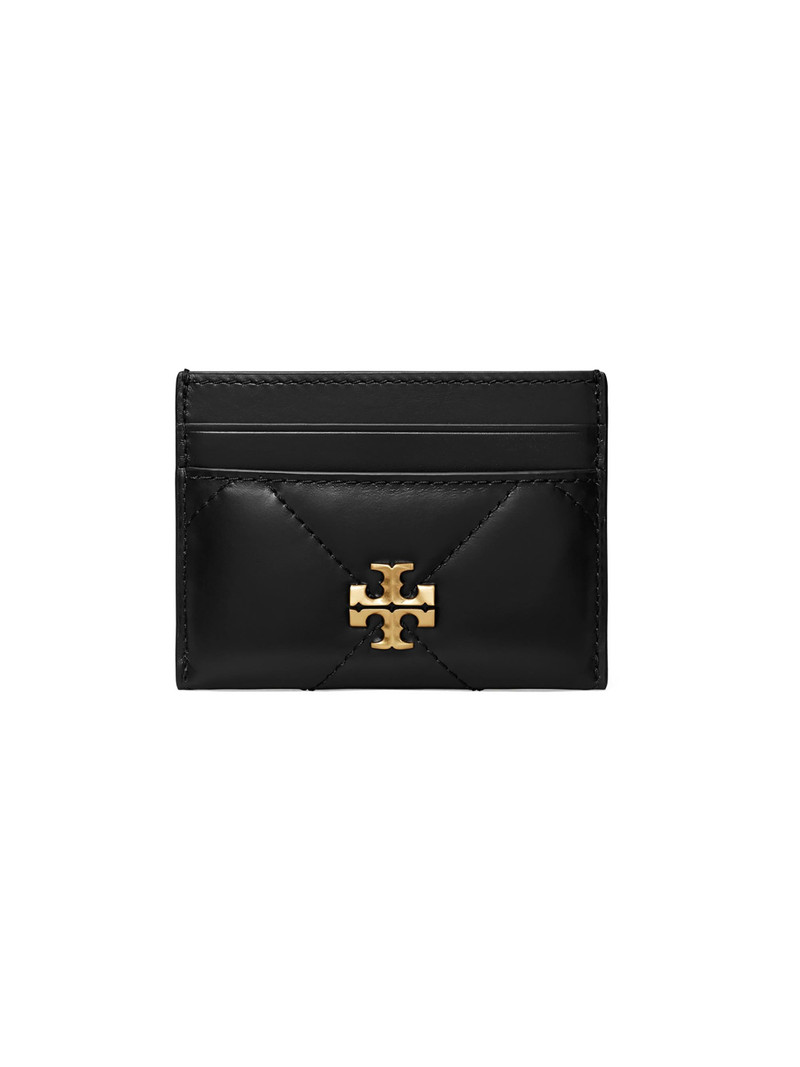 Women's Kira Chevron Quilted Leather Card Case - Black 1