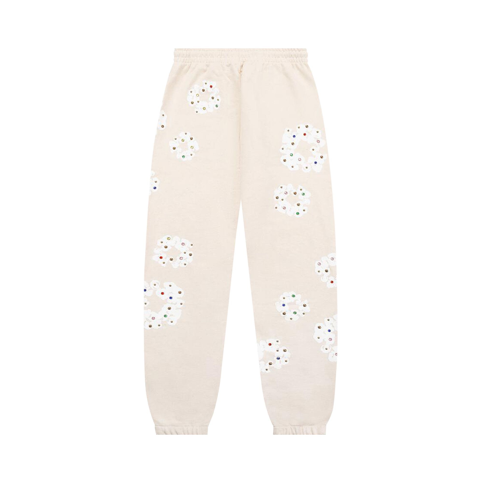 Denim Tears Rhinestone Cotton Wreath Sweatpants 'Oatmeal' - 2