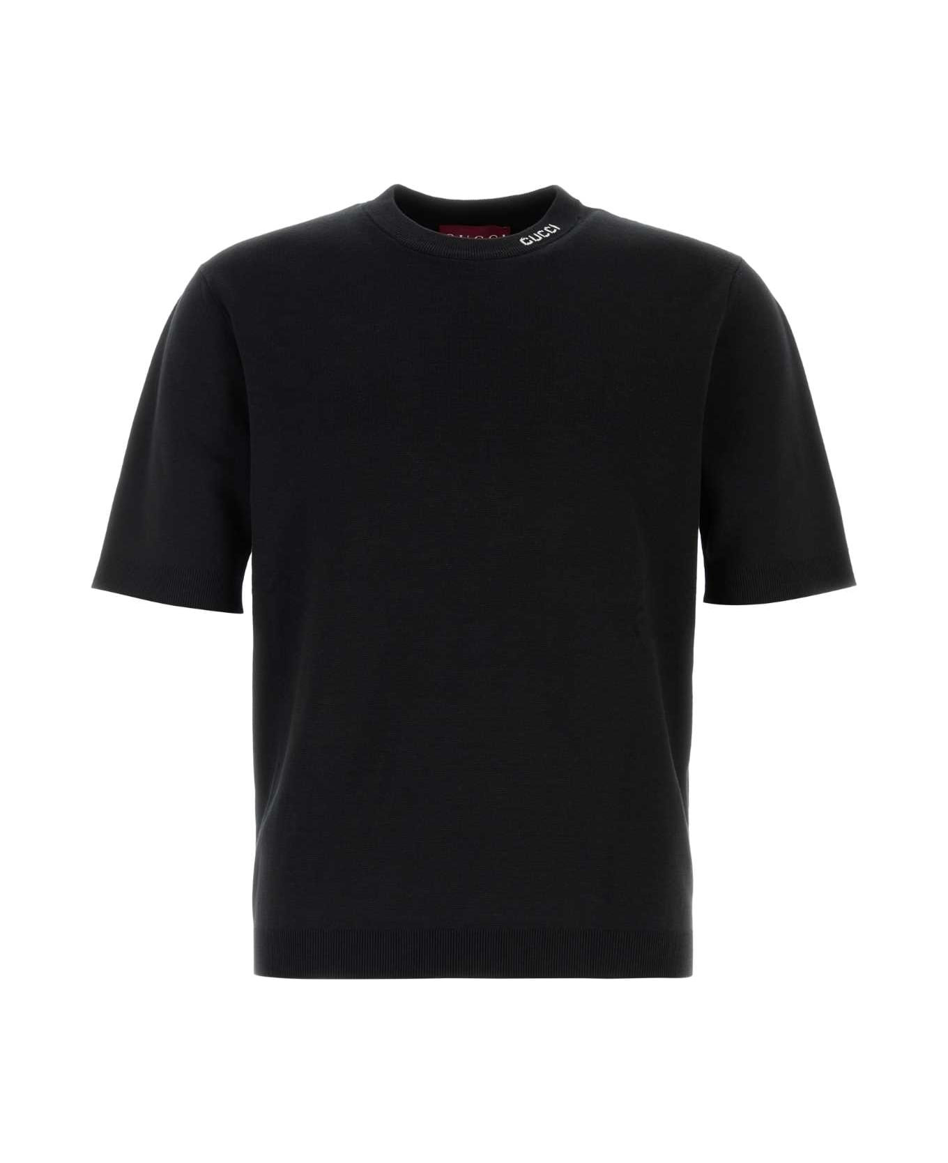 Black Silk Blend Sweater - 1