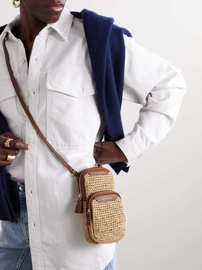 Anya Hindmarch Essentials leather-trimmed raffia shoulder bag outlook