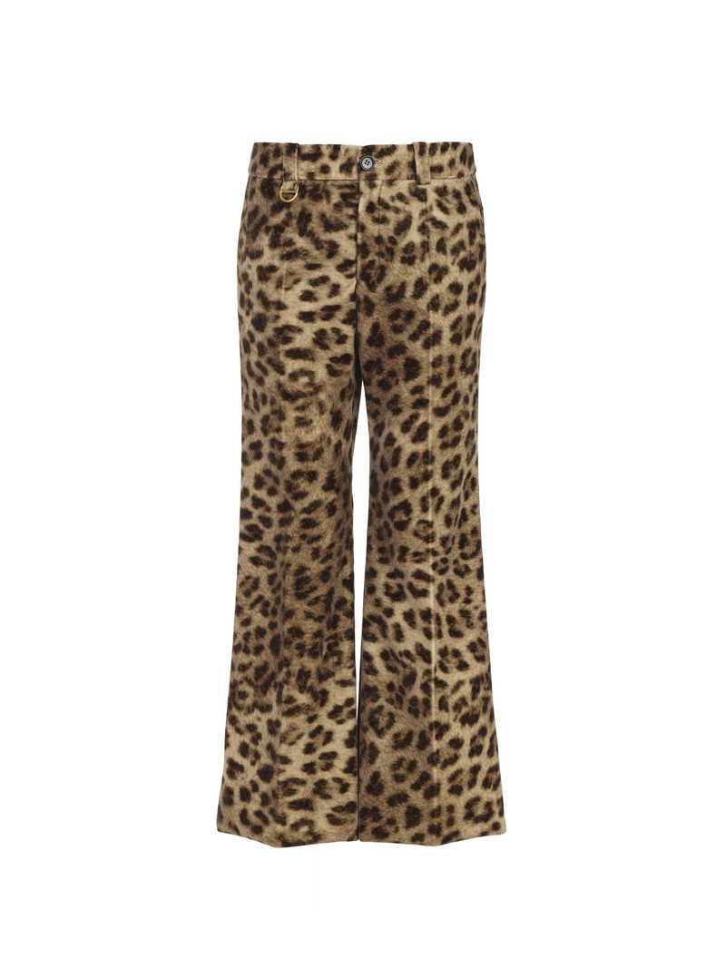 CROPPED BOOTCUT PANTS IN LEOPARD-PRINT COTTON VELVET - 1