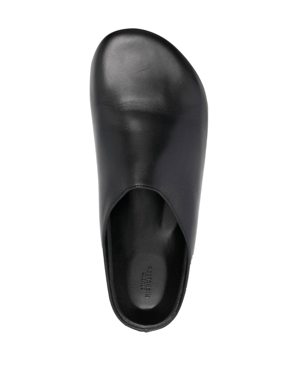 round-toe leather slippers - 4