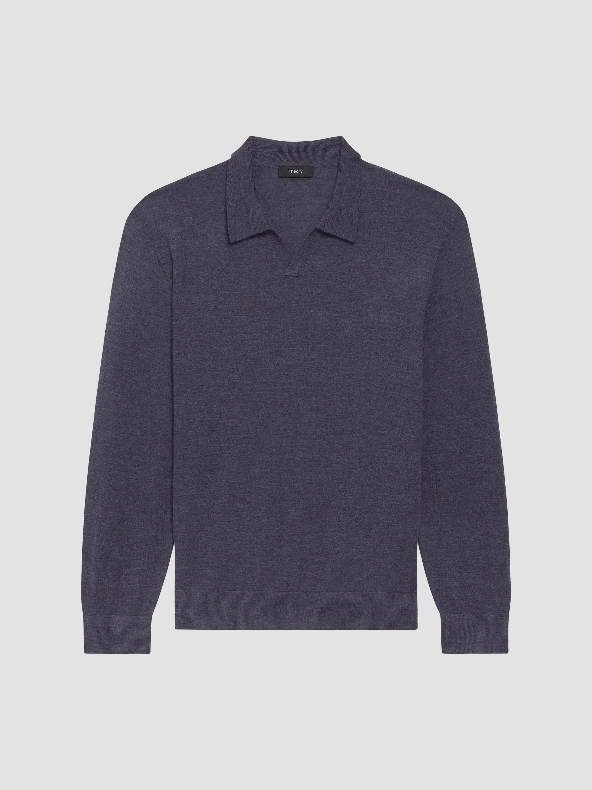 Men's Wool Relaxed-Fit Polo Sweater - New Pestle Melange - 1