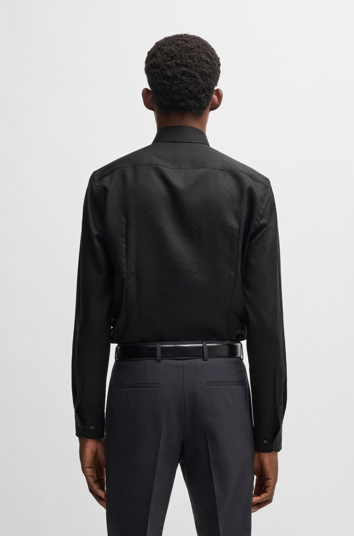 SLIM-FIT SHIRT WITH LEAF JACQUARD - 5