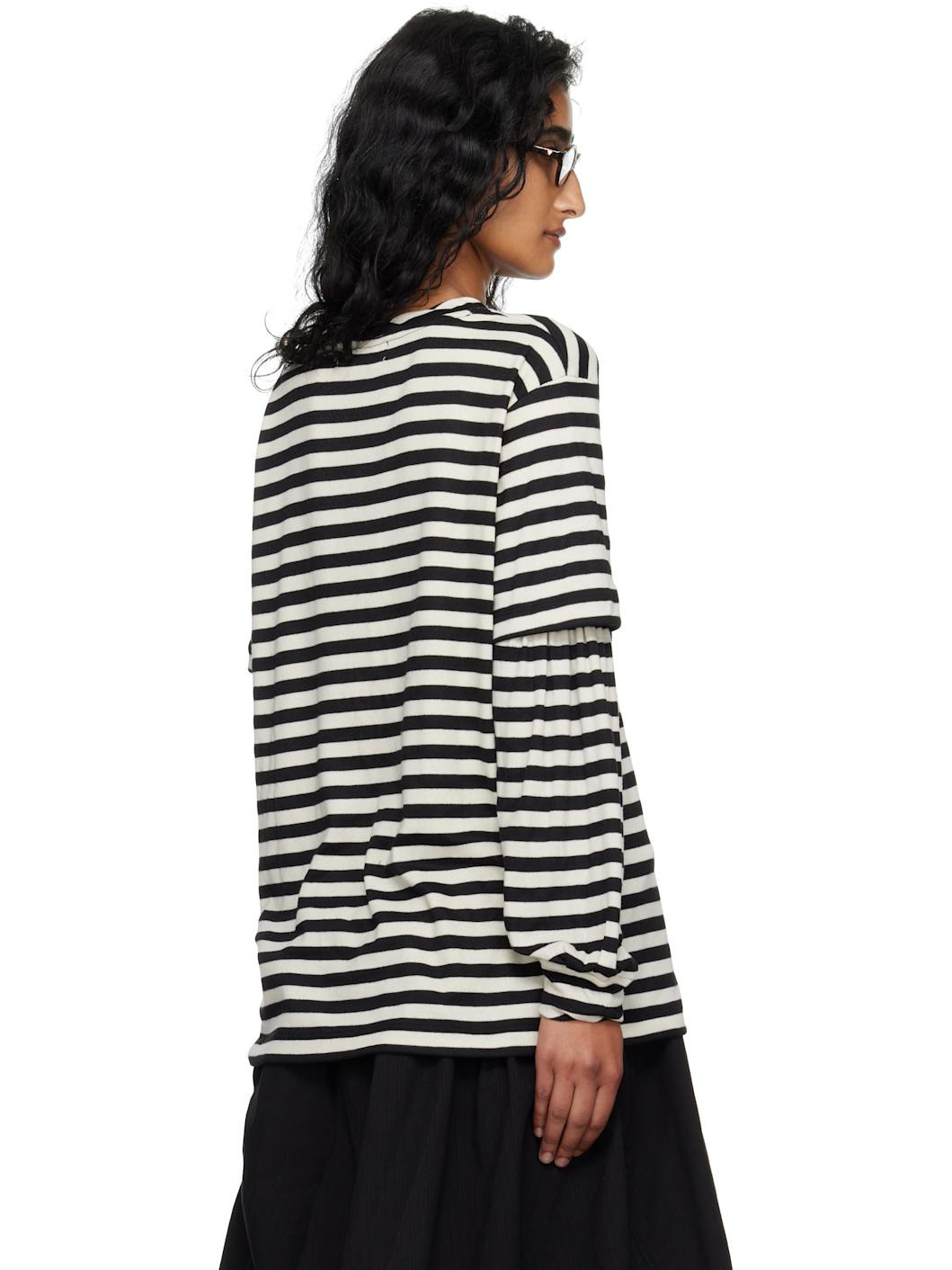 Black & Off-White Layered Stripe T-shirt - 3