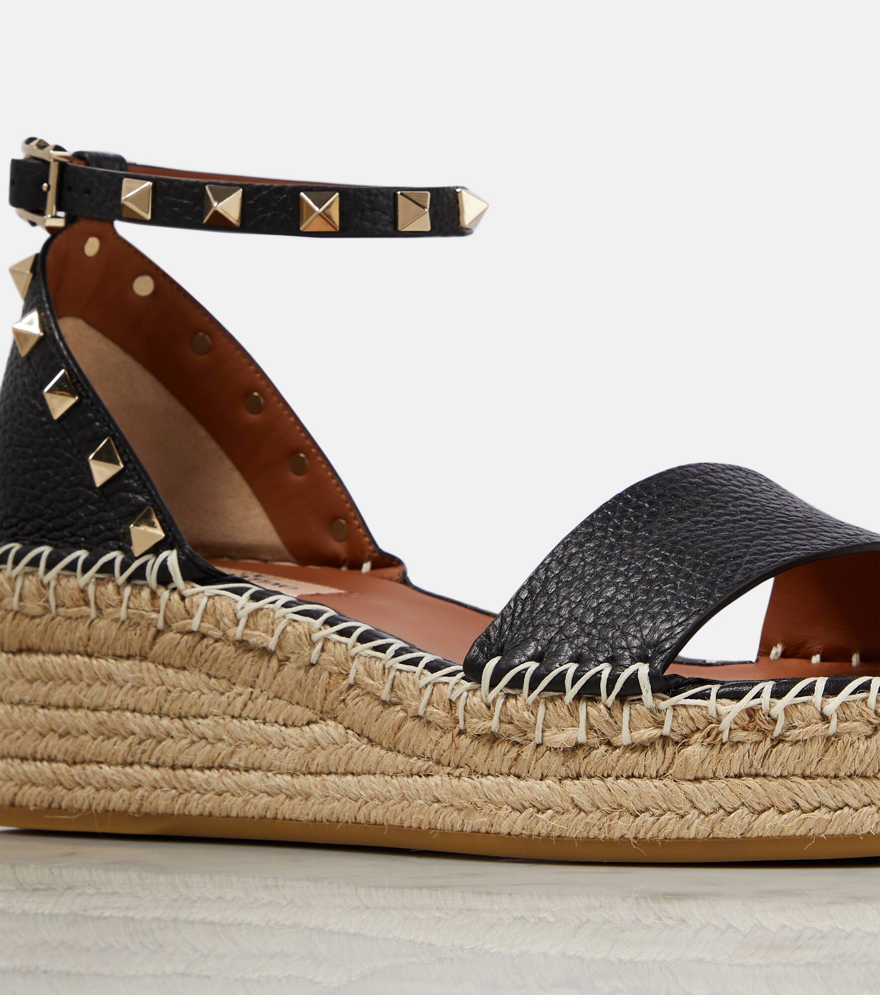 Rockstud leather espadrille wedges - 6