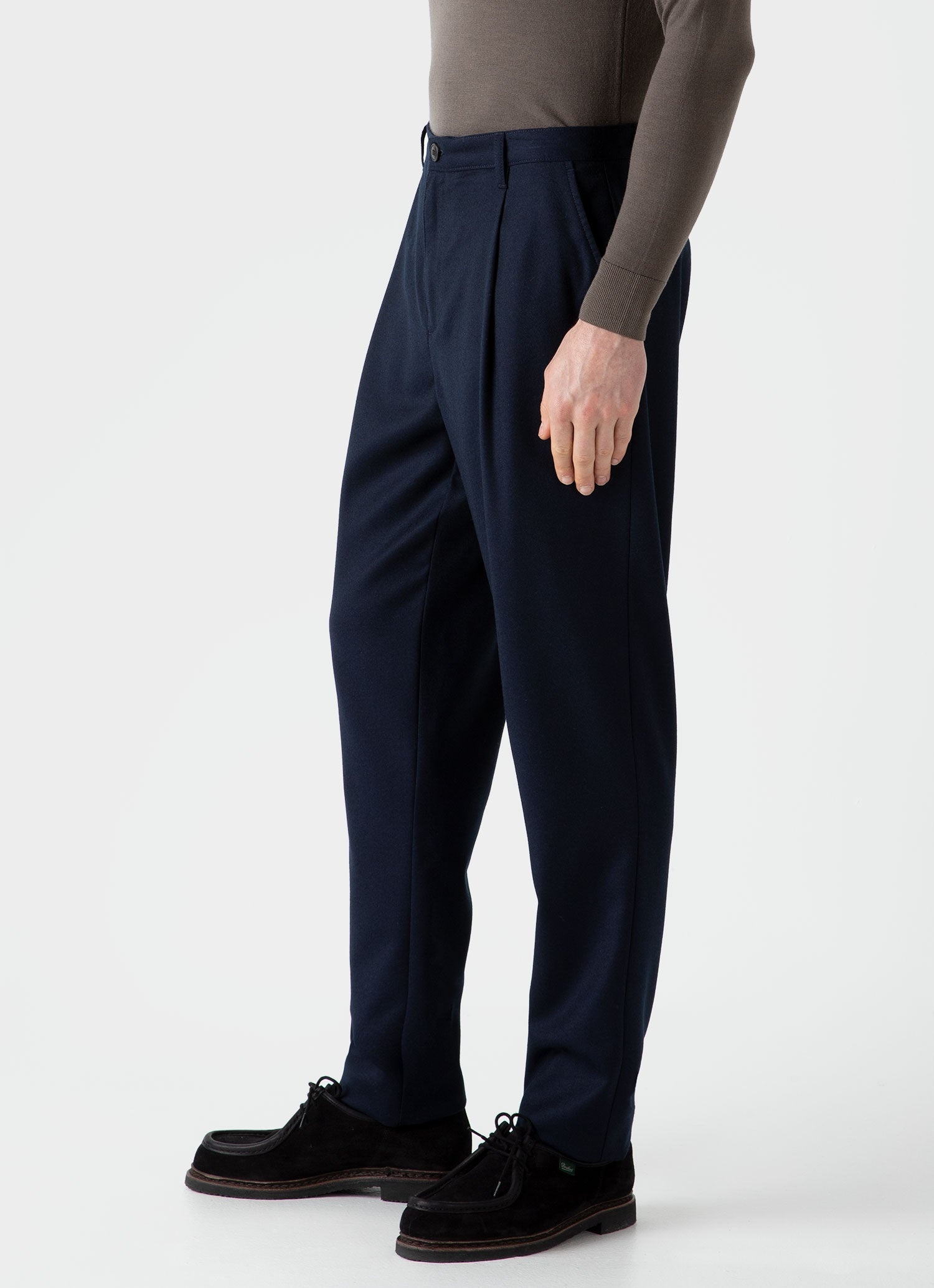 Pleated Wool Flannel Trouser - 5