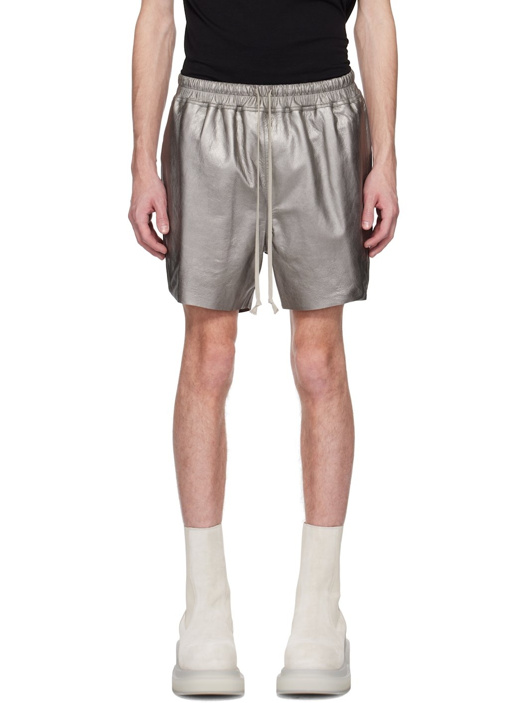Gunmetal Hollywood Boxers Leather Shorts - 1