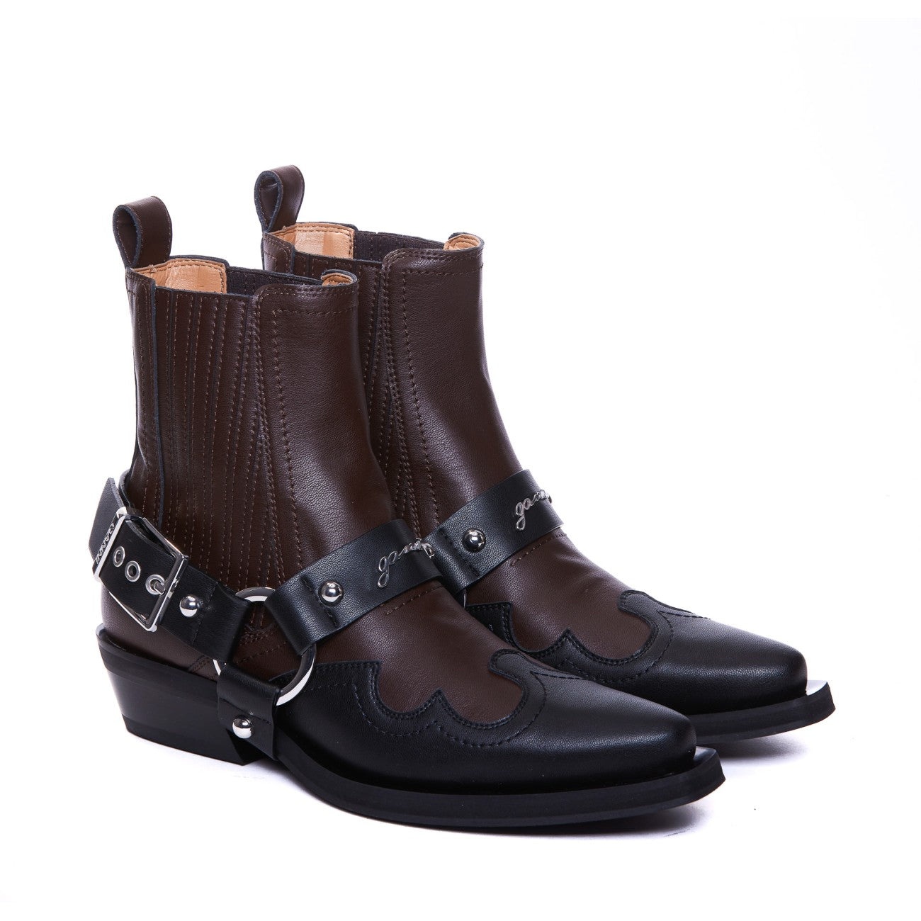 Ganni Women Western Bicolor Booties - 2