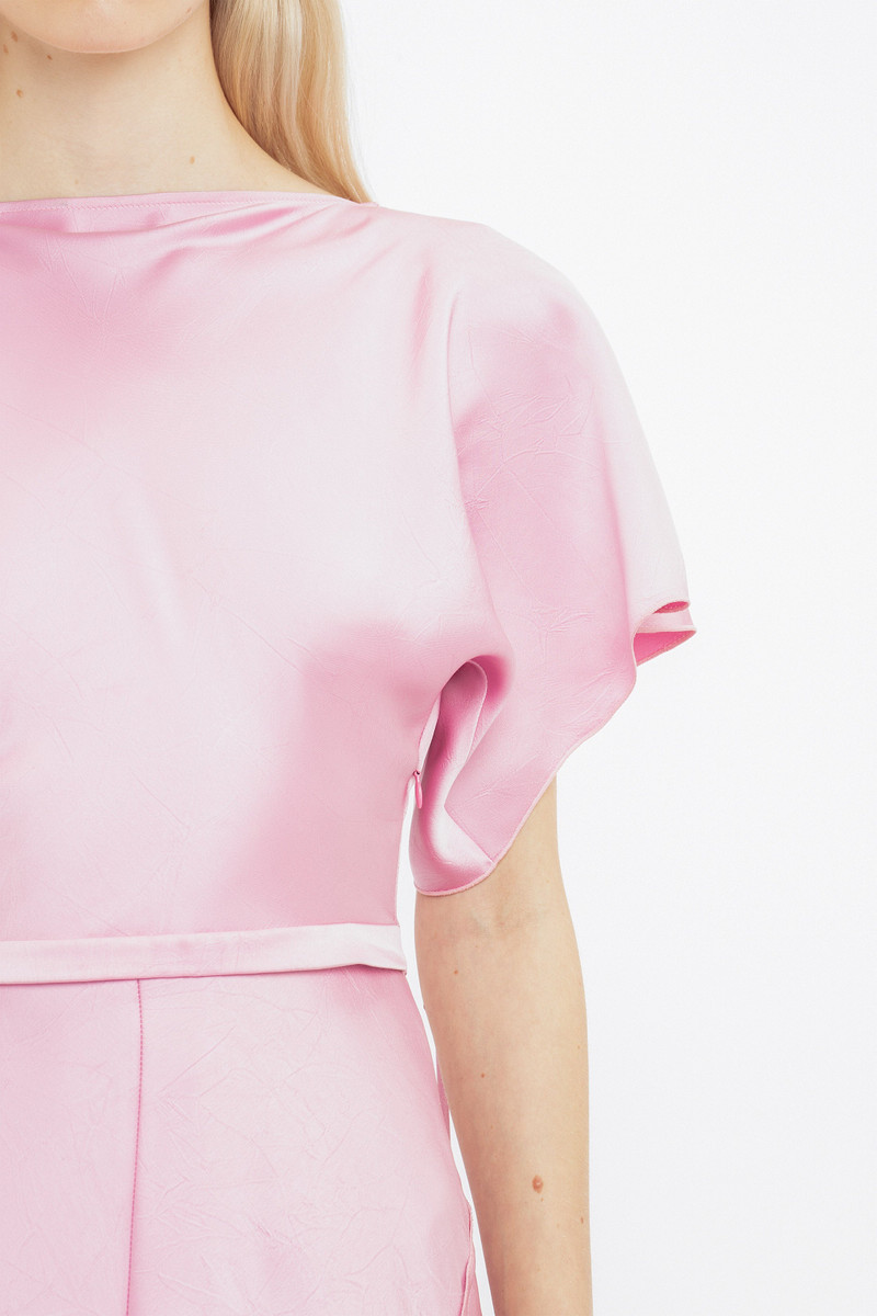 Draped Sleeve Cut Out Mini Dress In Rose 9