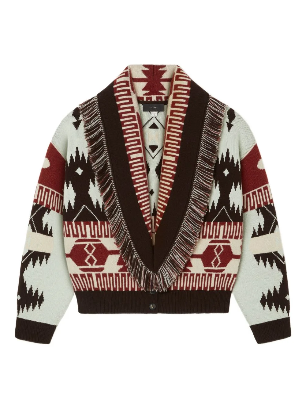 Icon jacquard fringed cardigan - 1