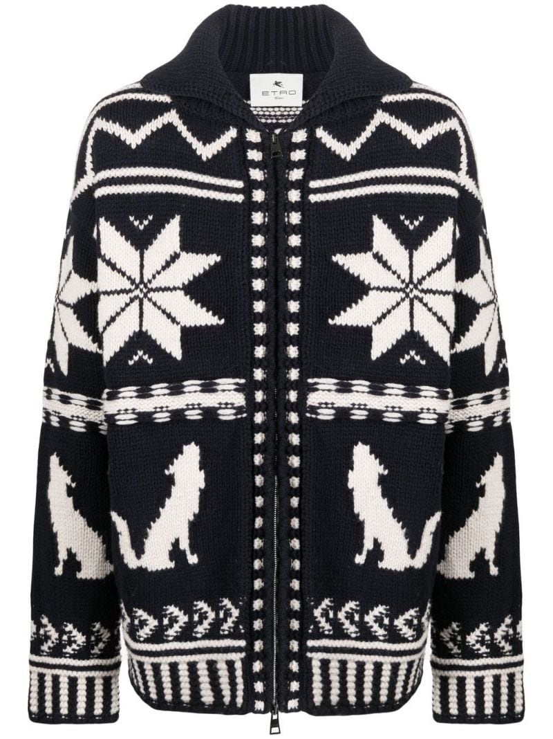 intarsia knitted jacket - 1