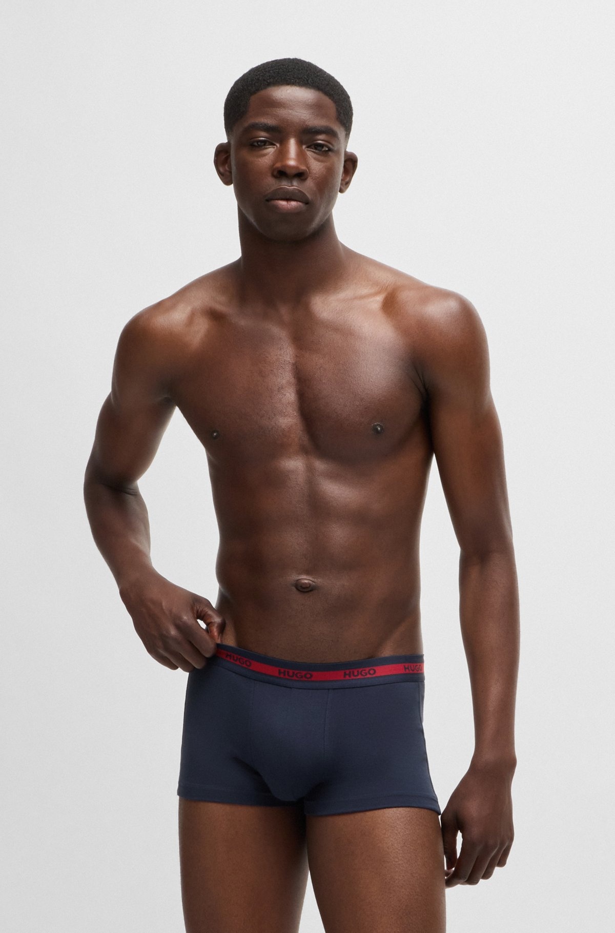THREE-PACK OF LOGO-WAISTBAND TRUNKS IN STRETCH COTTON - 2