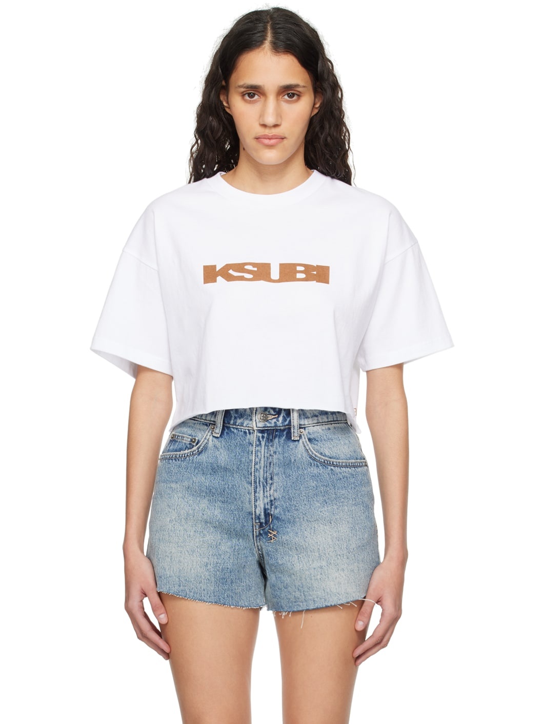 White Sott Tan Oh G Crop T-Shirt - 1