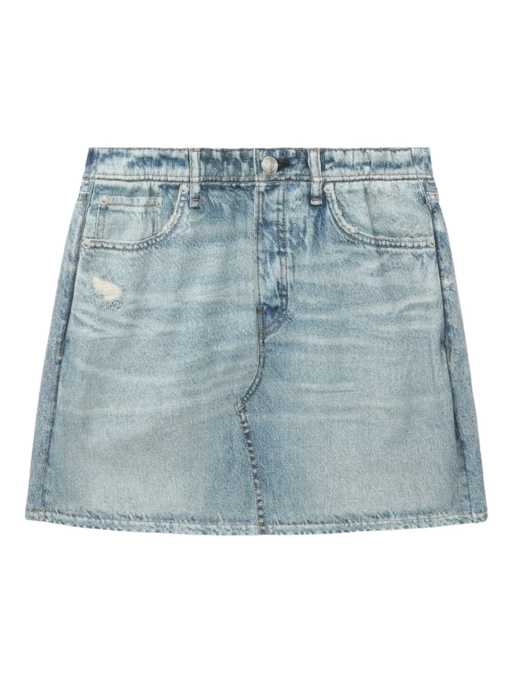 distressed denim mini skirt - 1