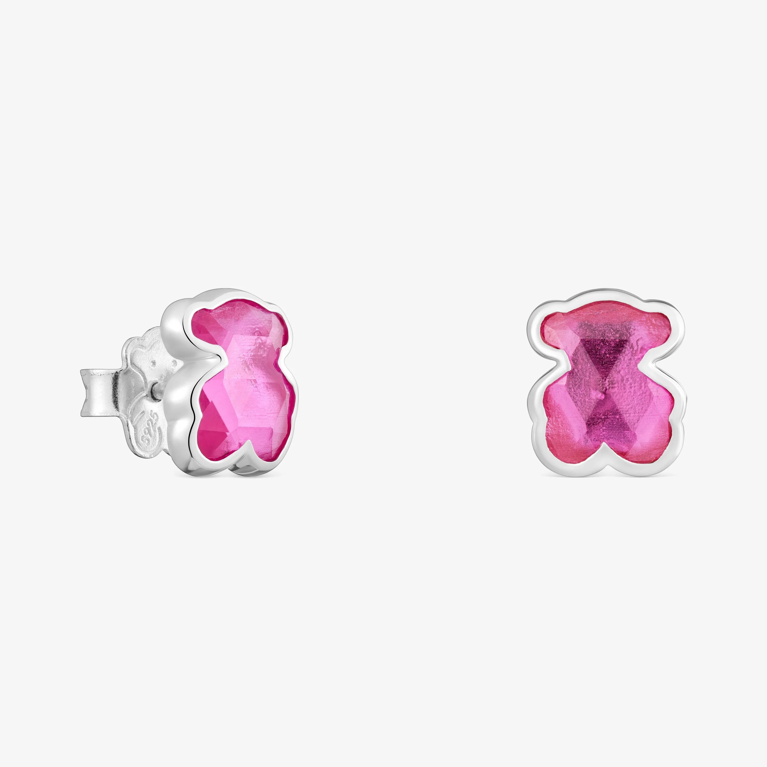Silver Earrings with laboratory-grown ruby 10 mm Icon Color LGG - 1
