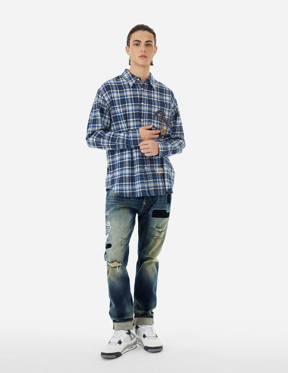 Logo Print and Seagull Embroidery Carrot Fit Jeans #2017 - 6