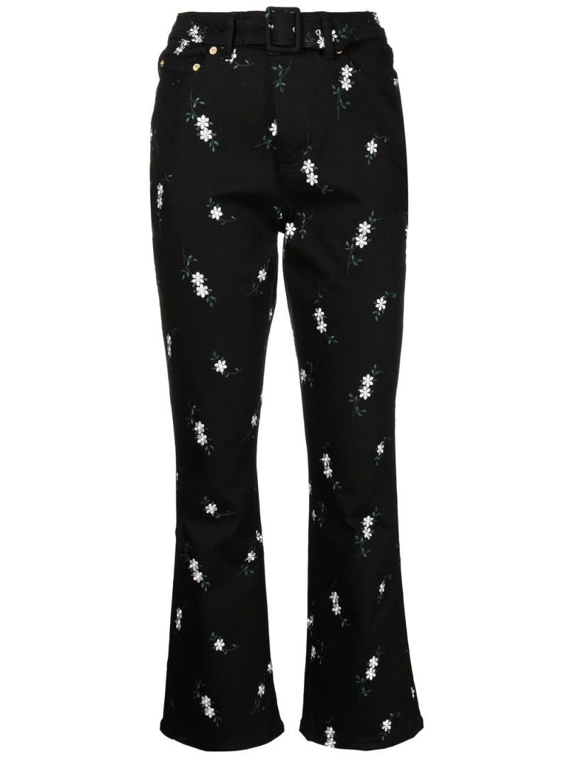 cropped floral-print trousers - 1