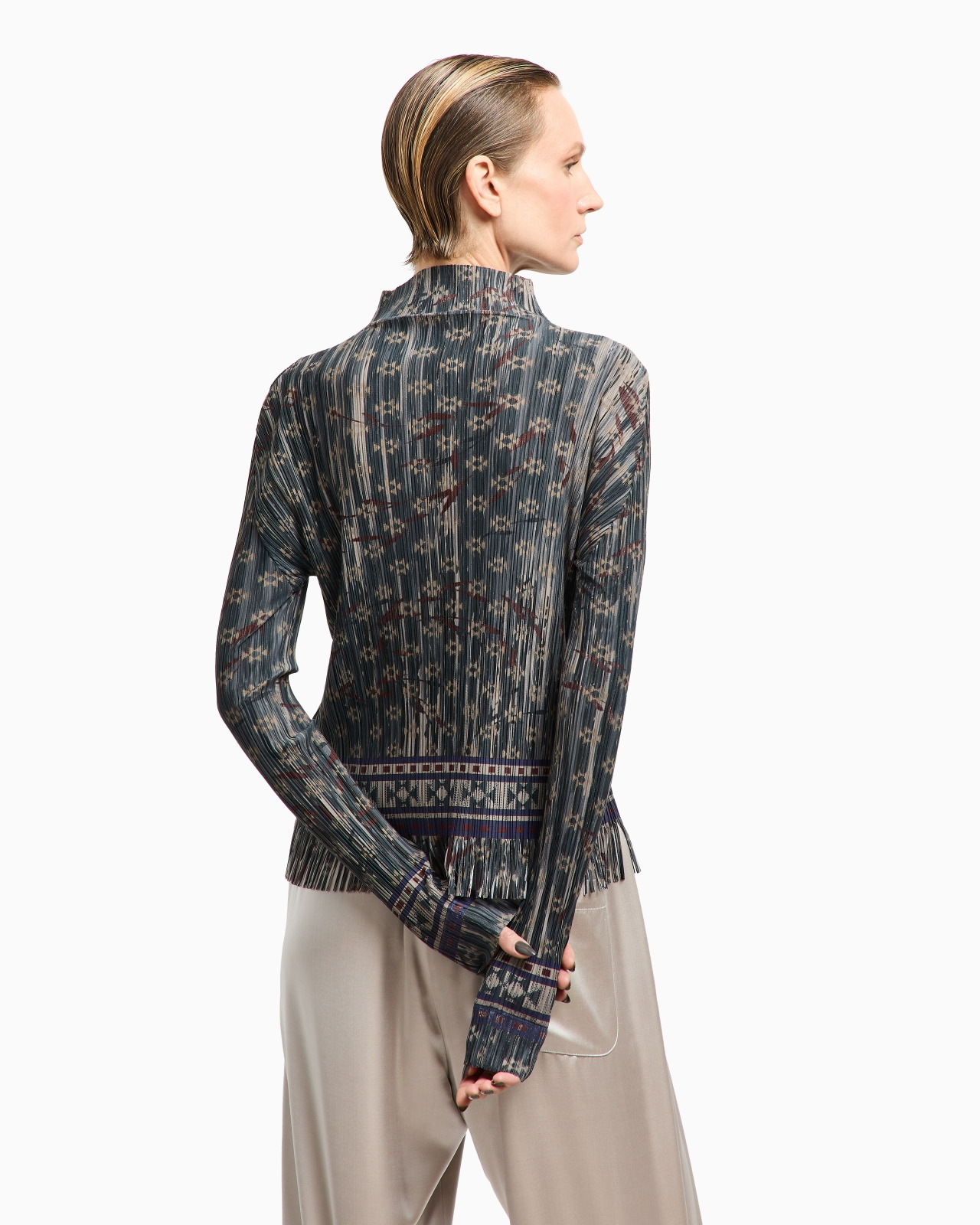 PLEATED LIGHT JERSEY JUMPER WITH PRINT - 3