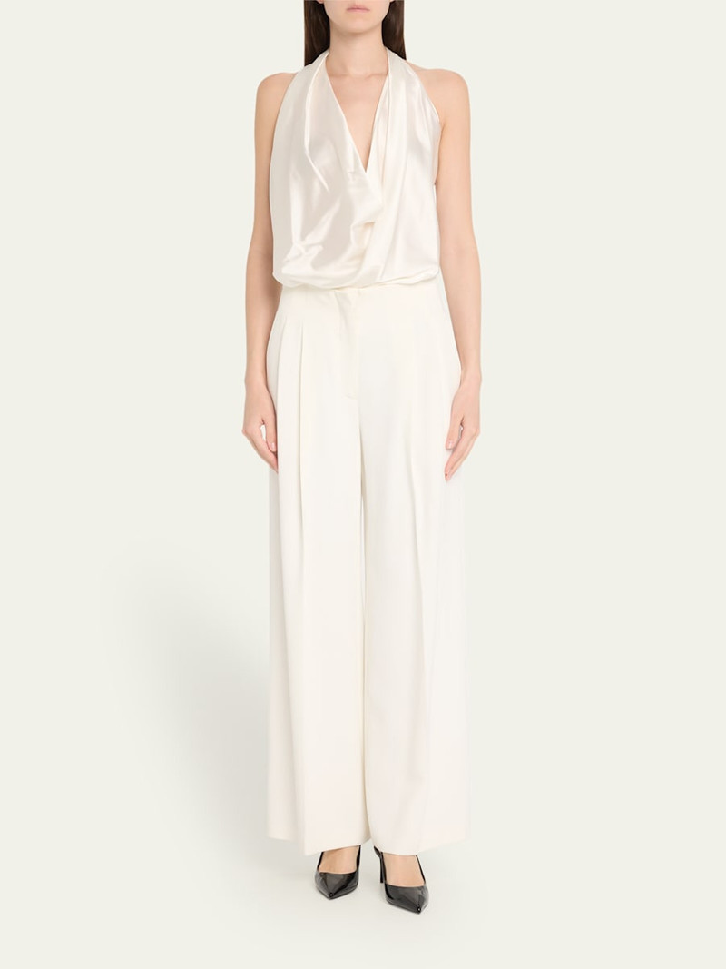 RAMY BROOK Harriet Sleeveless Draped Silk Halter Top outlook