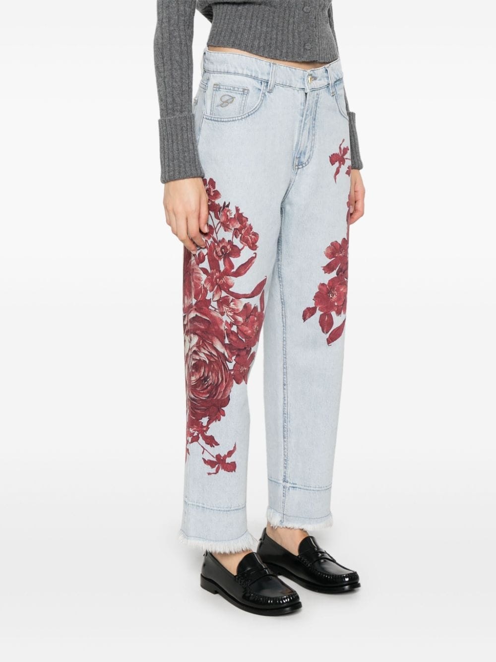 rose-print jeans - 3