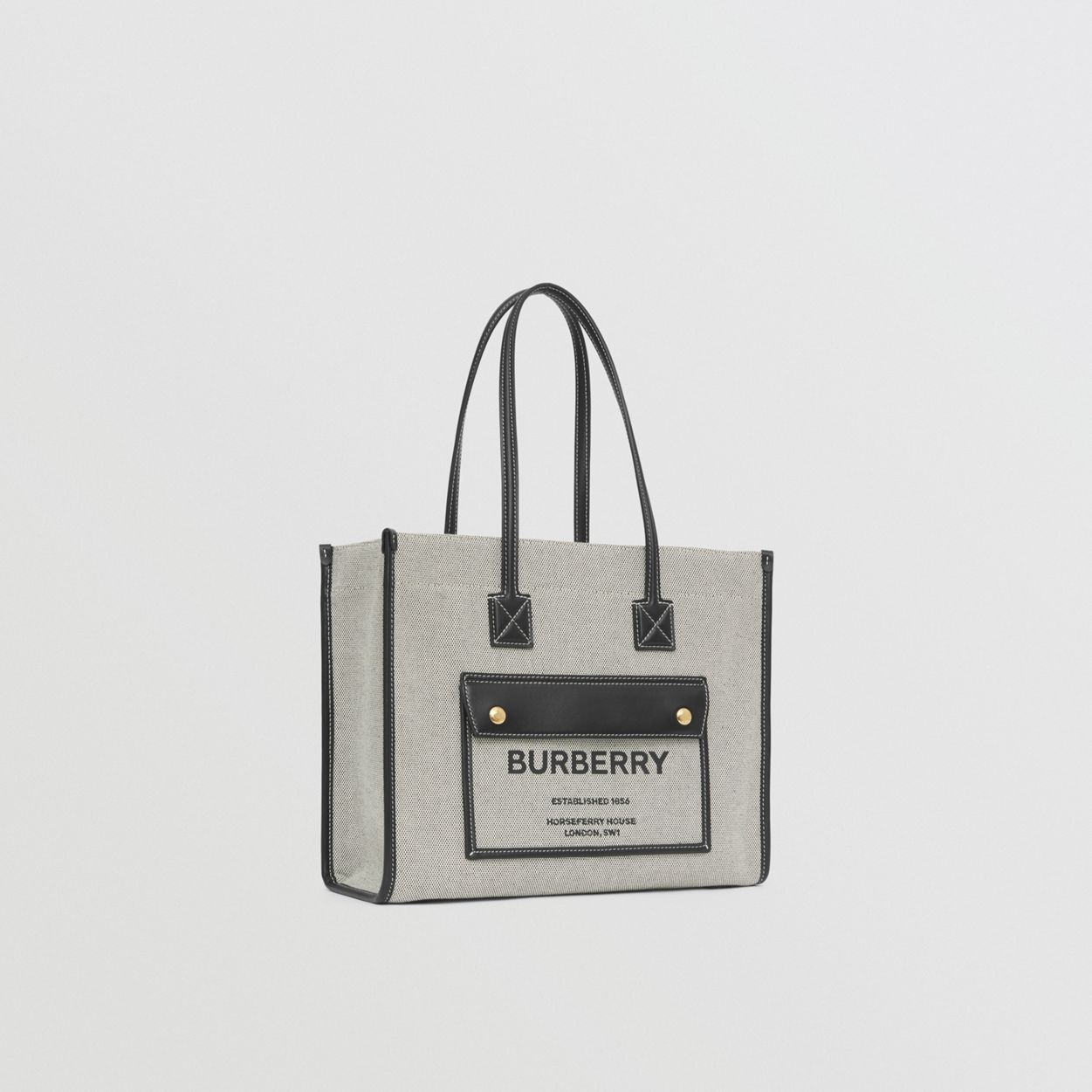 Small Two-tone Canvas and Leather Freya Tote 7