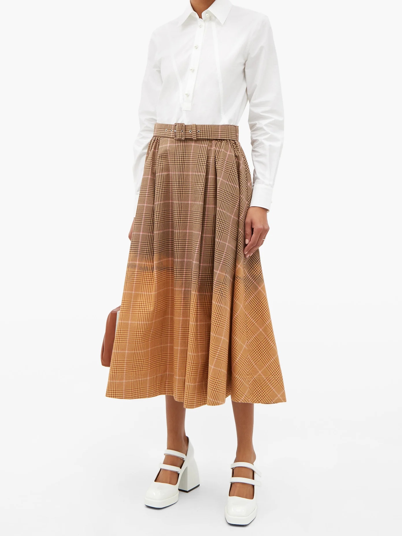 Faded checked cotton midi skirt - 2