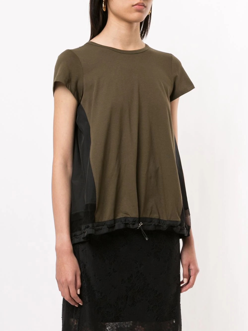 drawstring sheer hem top - 3