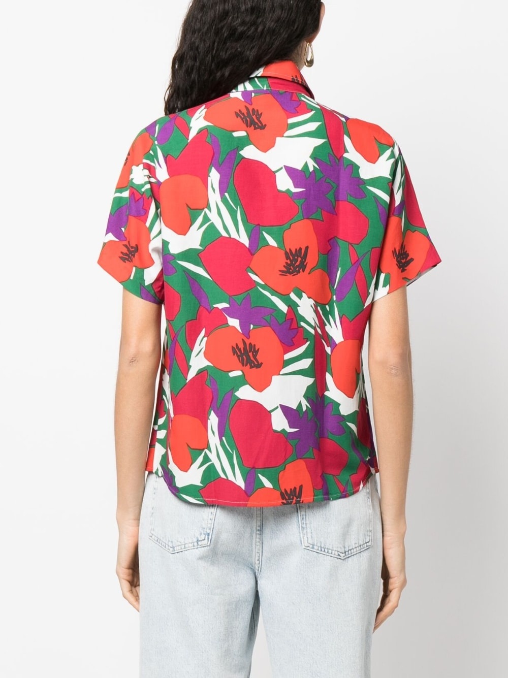 floral-print short-sleeved shirt - 4
