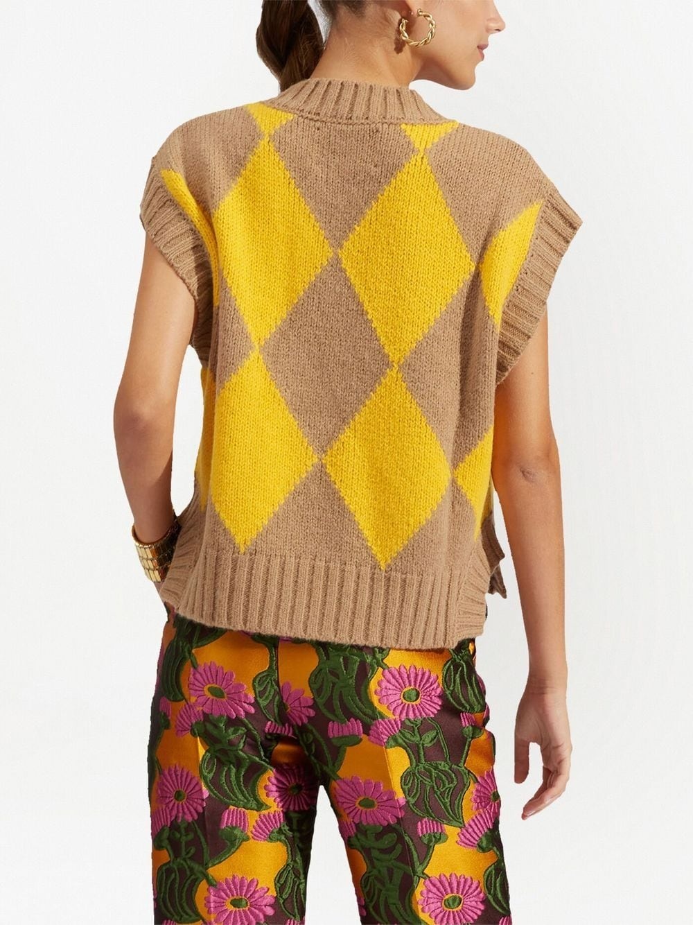 argyle-check knit vest - 3