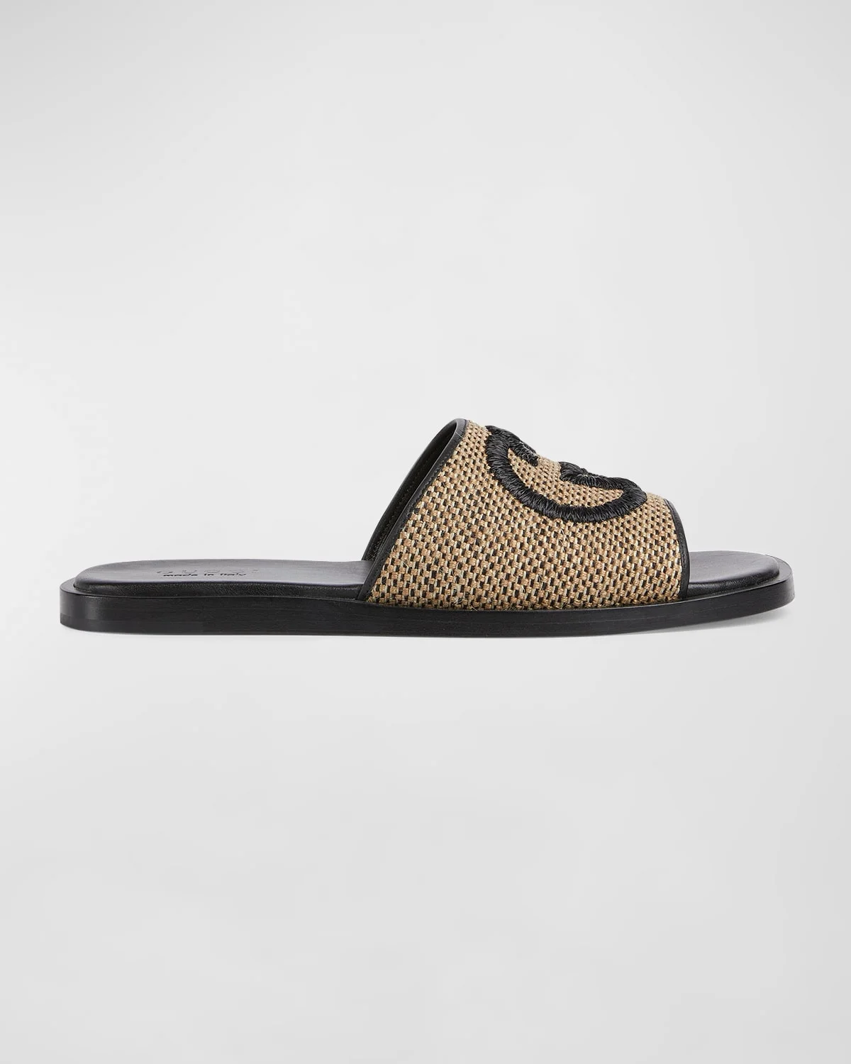Men's Interlocking G Leather Slide Sandals - 1