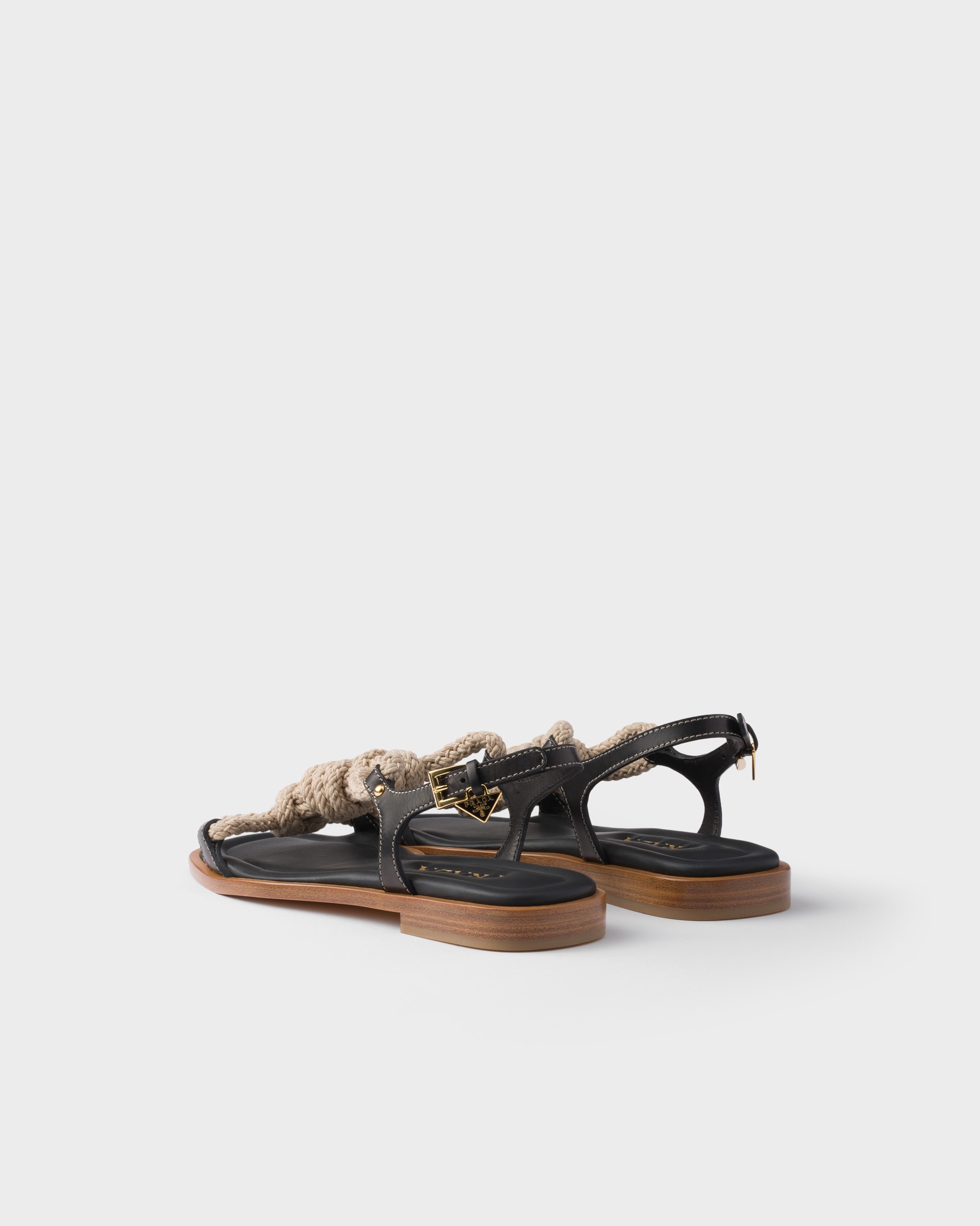 Flat leather and cord sandals - 4
