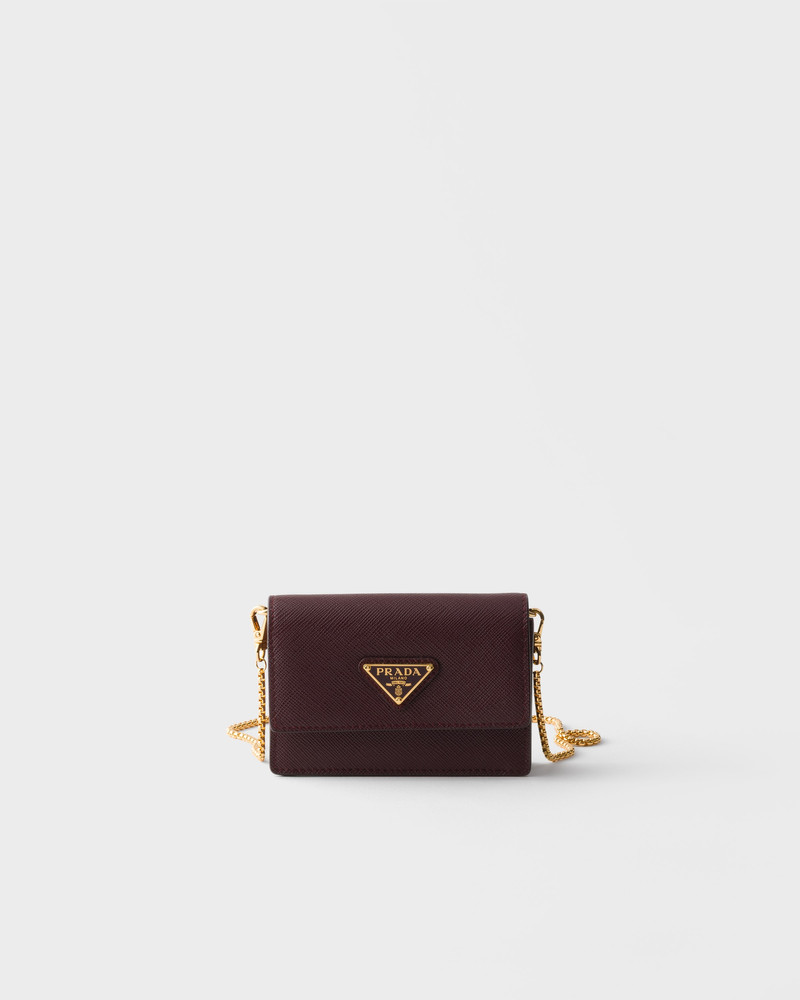 Saffiano leather card holder with shoulder strap 1